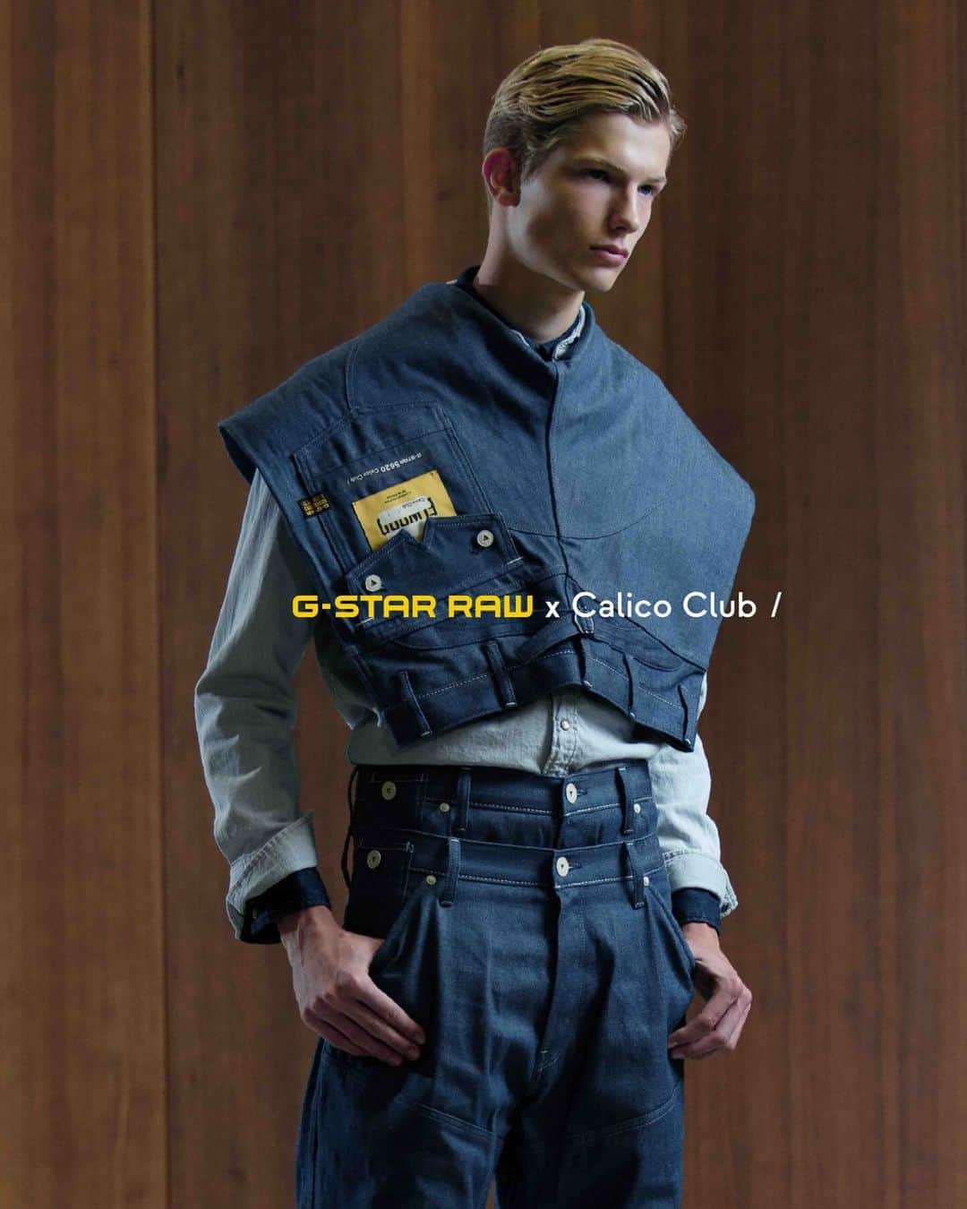 ジースター ロゥのインスタグラム：「Introducing our collaboration and our new G-Star Elwood design.  @gstarraw’s designers and the @calicoclubstore team created a limited-edition G-Star Elwood. Upgraded with new materials. In three different washes. With a fresh logo design. To celebrate, we hosted a launch event at @gstarraw’s HQ with a round table session. Alongside key industry players, we presented the history of the G-Star Elwood from 1996. This included Pierre Morisset’s heritage and his effect on the fashion industry. Shop the new G-Star Elwood exclusively at the Calico Club store.」