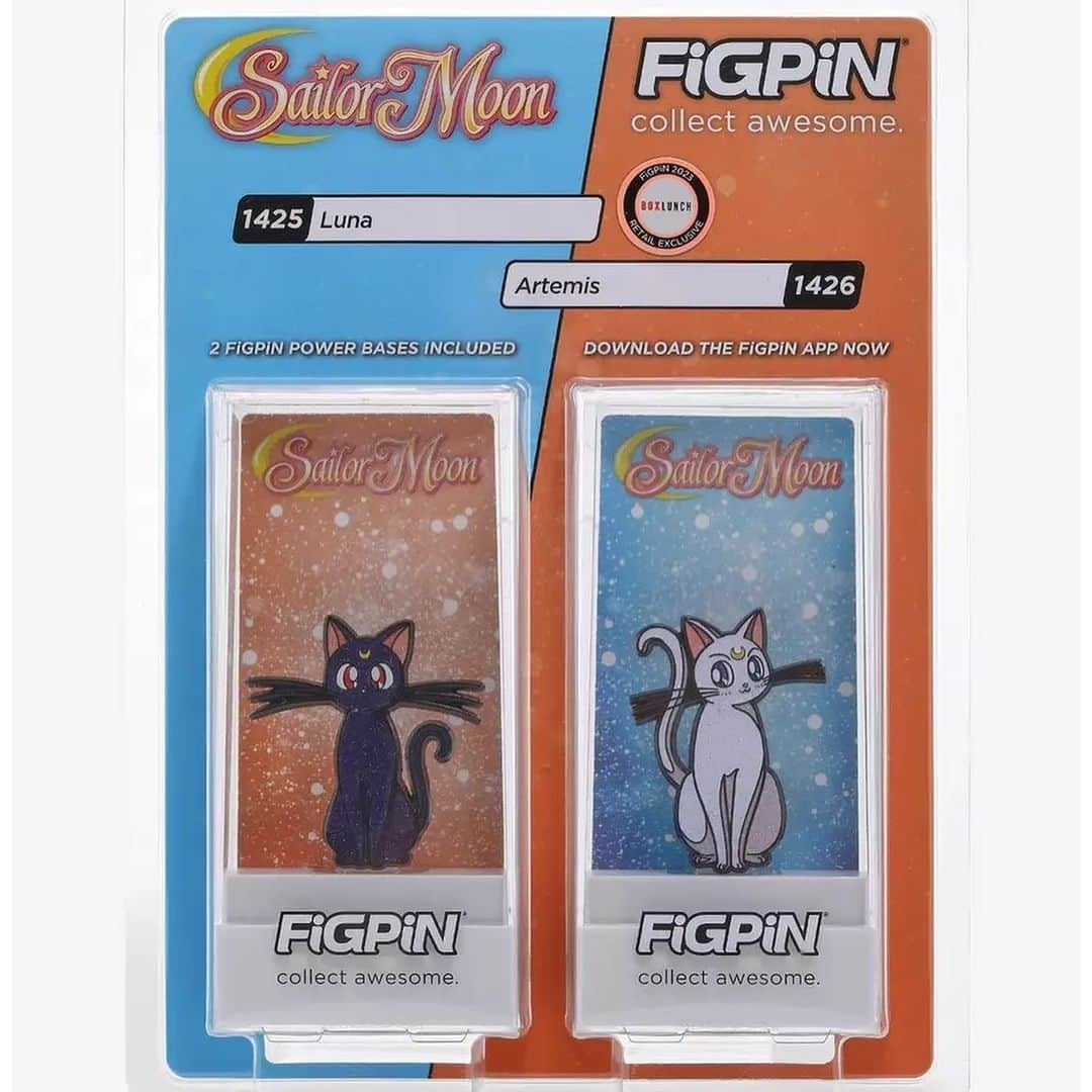 Sailor Moonのインスタグラム：「✨🌙 Sailor Moon Luna & Artemis @figpinofficial set available on @boxlunchgifts! 🌙✨  #sailormoon #セーラームーン #figpin」