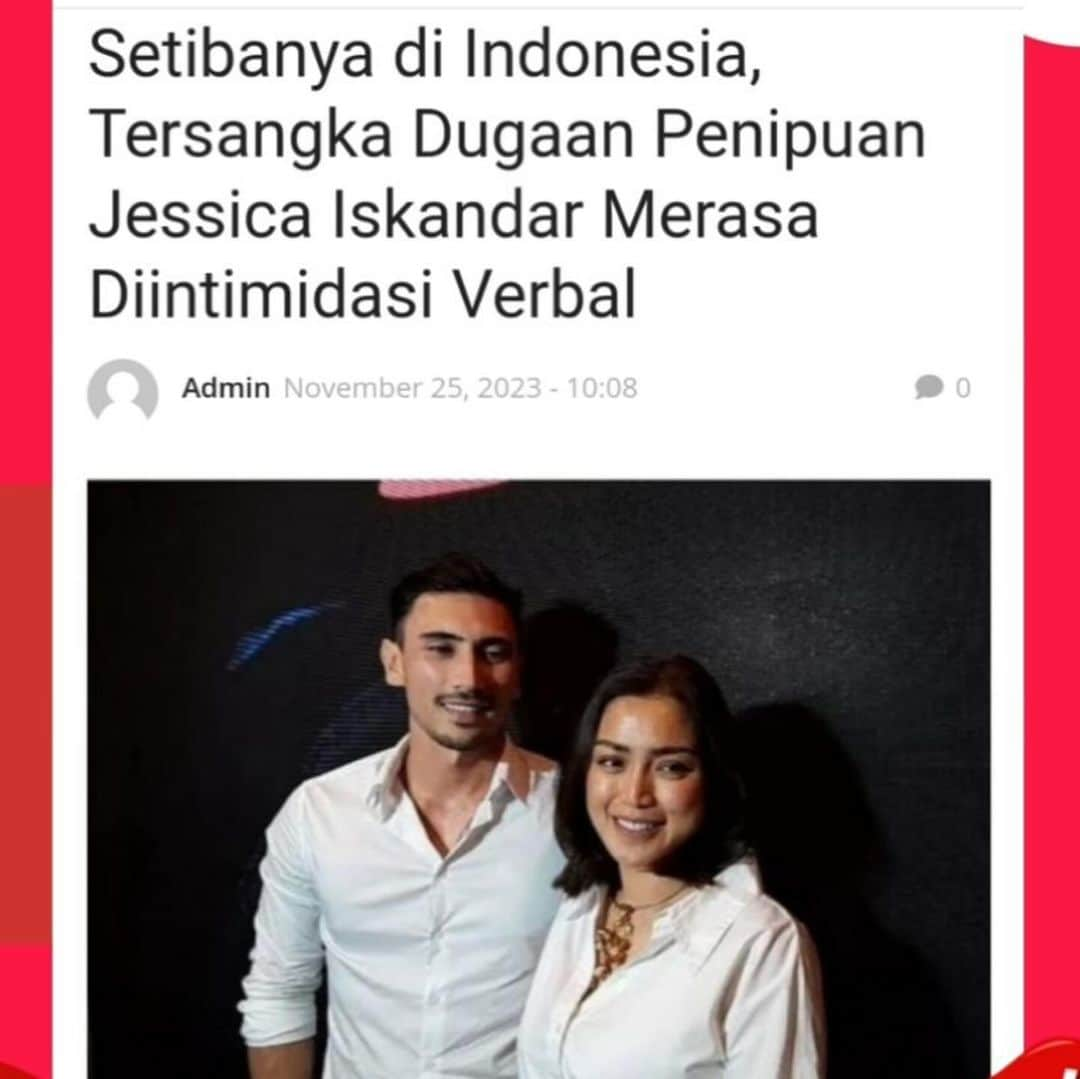 ジェシカ・イスカンダルのインスタグラム：「Terus harapannya ketika tersangka CSB datang, aku siapkan welcome drink dan karpet merah? Wooi anda tuh Tersangka yang tidak kooperatif sampai dijemput paksa ( penangkapan ) Interpol, ngomong intimidasi disini? Kurang terintimidasi apa uang dan mobil saya kamu bawa lari? Mau ga rasain saya di kejar-kejar cicilan? Rasain air susu saya berhenti anak saya ga bisa nyusu karena stress dan sakit! Rasain bapak saya jatuh di kamar mandi karena jantungan anaknya kamu kibulin! Rasain rumah tangga saya sempat tidak harmonis! Rasain mental saya jatuh sampai harus berulang kali konsultasi ke psikolog! Kamu ga rasain uang hasil kerja saya dari usia 16tahun kerja pagi sampai pagi kamu ambil? Kamu ga rasain itu semua!! Tapi ketika saya bertanya kemana uang saya, kamu merasa terintimidasi? Masih mau lapor polisi, apa karena pembelaan kamu untuk nyembunyiin uang2 saya?  Selama uang saya tidak kamu kembalikan, saya akan tetap perjuangkan keadilan sampai kapanpun. #justice #keadilan #hukum #indonesia #polisi #pengadilan #jedar」