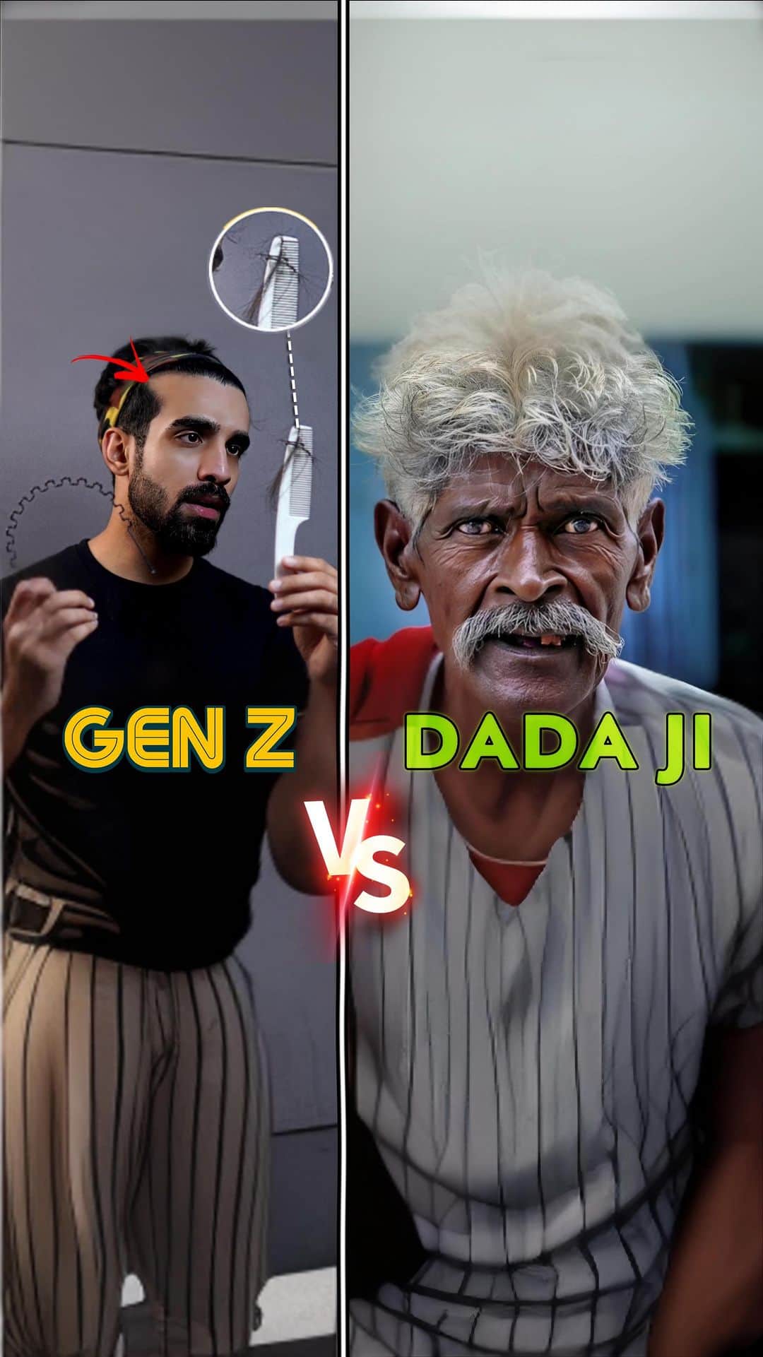 Karron S Dhinggraのインスタグラム：「Gen Z Vs Dada Ji *Natural🍃 Secrets*  • Save & Share this Video With Your Friends For a Great Skin & Hair Naturally📲  . . . #TheFormalEdit」