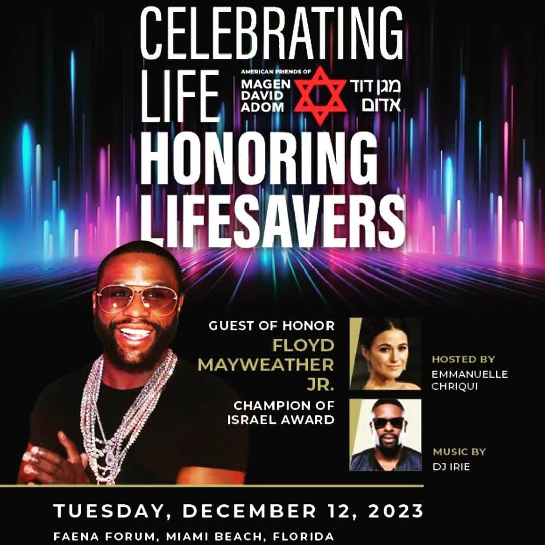 エマニュエル・シュリーキーのインスタグラム：「Honored to have been asked to produce the Miami Gala for @magen_david_adom @magen_david_adom_america, Israel’s Red Cross and National Blood Bank. Special thanks to @floydmayweather @irie and @echriqui for stepping up! It’s gonna be a VERY special night!」