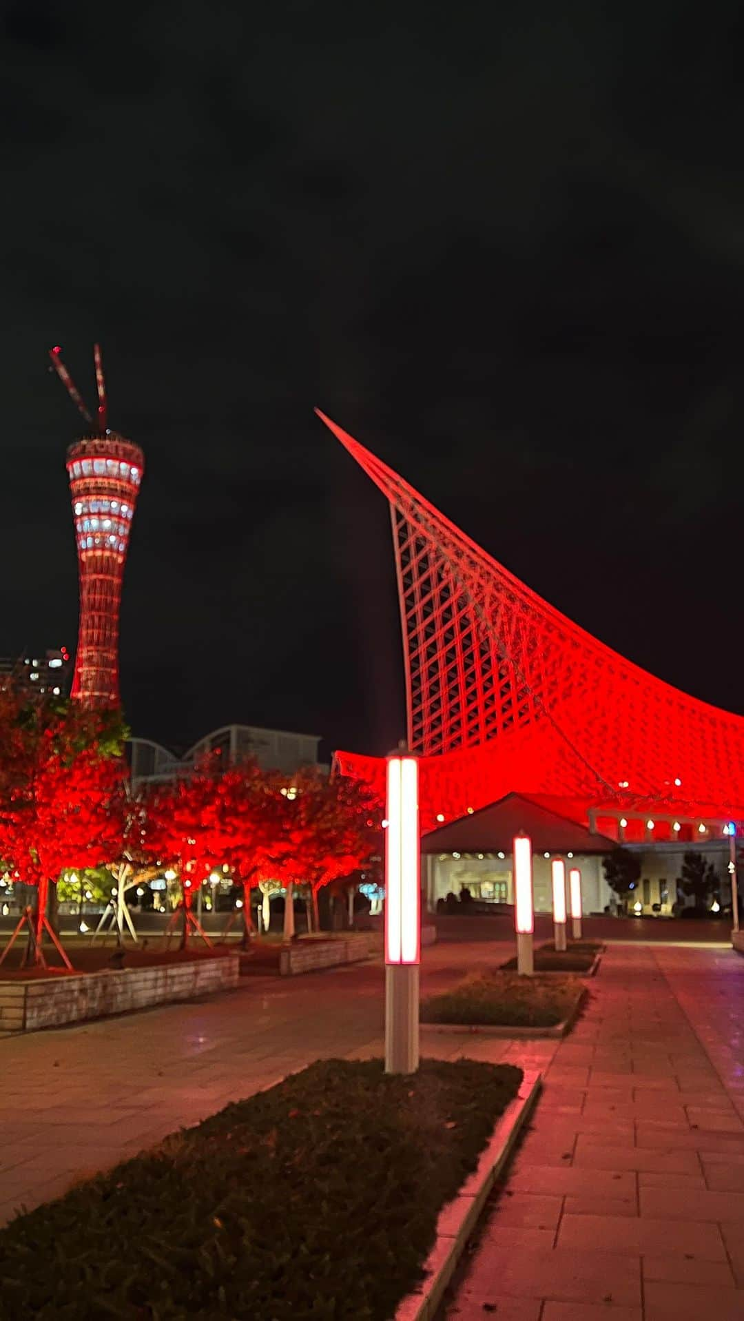 大山百合香のインスタグラム：「🌝Kobe at night🗼」