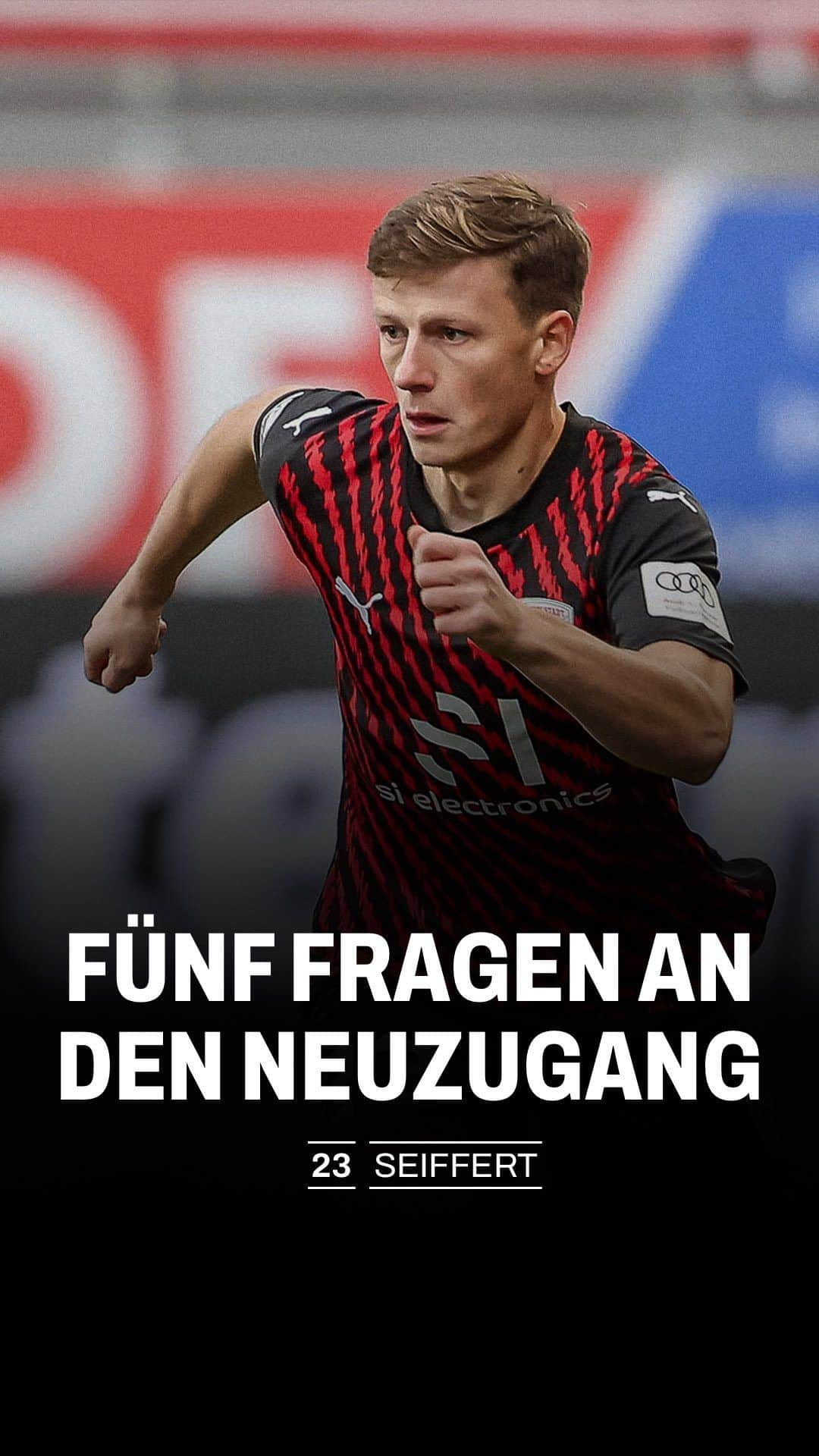 FCインゴルシュタット04のインスタグラム：「Aus der Hauptstadt nach Oberbayern: Im Sommer wechselte der gebürtige Bremer @moritzseiffert_ von Viktoria Berlin zu den Schanzern, wo dieser sich mittlerweile auf der linken Seite etabliert hat.  In der neusten Ausgabe der Rubrik „5 Fragen an den Neuzugang“, stellte unsere langjähriger FCI-Verteidiger @blacklist.no21 eure Fragen an ‚Mo’! 🎤⚫🔴 . . #Schanzer #schanzerdassindwir #schanzerfürimmer #Ingolstadt #FCI #FCIngolstadt #soccer #fussball #football #futbol #Liga3 #3Liga #fünffragenandenneuzugang #neuzugang #seiffert #schröck @systeccomputer」