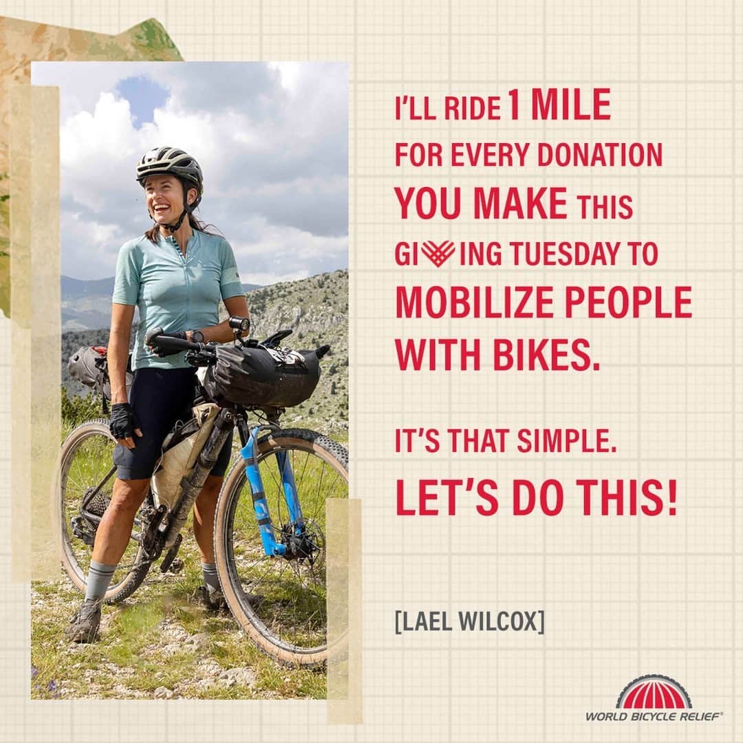 Zipp Speed Weaponryさんのインスタグラム写真 - (Zipp Speed WeaponryInstagram)「@laelwilcox is going to ride 1 mile for every donation to @worldbicyclerelief made today, and guess what else? Your donation will be MATCHED! Head to the LINK IN BIO and use the power of bicycles to help save lives.」11月29日 1時49分 - zippspeed