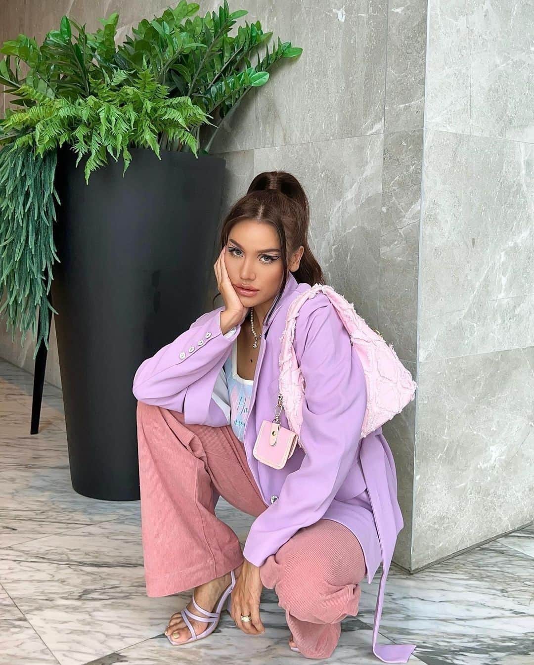 SHEINのインスタグラム：「Pretty in pastels 💜🌷✨ @fahplaifa_  🔎 17128764 6344007  #SHEIN #SHEINforAll #SHEINstyle #fashion #chic」