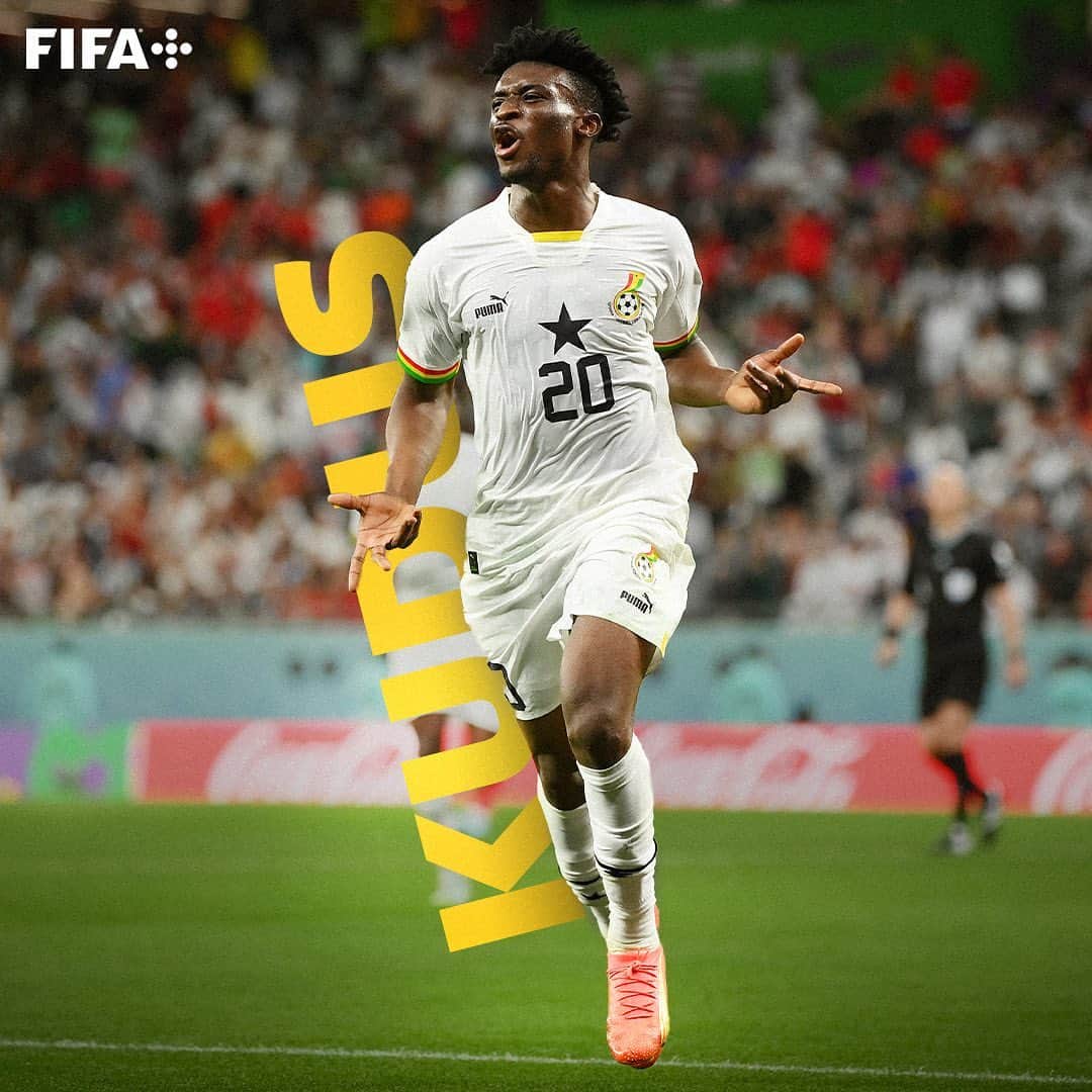 のインスタグラム：「One year ago today, Mohammed Kudus announced himself on the world stage. 🌟🇬🇭  #OTD #Qatar2022 #Ghana #Kudus」