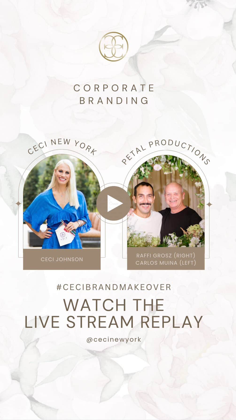 Ceci Johnsonのインスタグラム：「Live Replay | Let’s talk #CeciBrandMakeover’s. ✨ Watch Round One of @petalprod and @cecijohnson going behind the design. Learn more about what the feedback and creative process looks like when working with our team at #CeciNewYork, and what Raffi and Carlos have to share about their experience. It's a giddy, challenging, and fun process that we are thrilled to share with you.  Comment below which logo you think is best for their new brand look. 🖤  #cecinewyork #brandingdesign #brandingexperts #branddesign #musicbranding #entertainmentbranding」