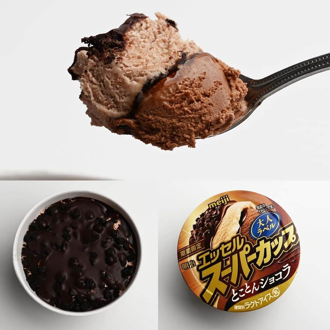 アイスマン福留のインスタグラム：「大人向けの明治エッセルうま～。チョコづくしの味わいにブランデー香る大人の味。ザクザクのクッキーと濃厚なチョコの風味が楽しめる贅沢な層構造で満足度200%!!✨冬アイスの魅力をとことん楽しみたい人は是非食べてみてください😉  『明治 エッセル スーパーカップ 大人ラベル とことんショコラ』（期間限定）  #エッセルスーパーカップ #スーパーカップ #大人ラベル #とことんショコラ #チョコレート #チョコアイス #チョコクッキー #大容量 #明治 #アイス #デザート #ロングセラー #グルメ #アイスマニア #アイスマン福留 #icecream #JapaneseIceCream #icecreamlover #icecreamtime #icecreamday #icecreamlove #icecreamporn #JapaneseIceCream #foodporn #foodie #instafood #foodstagram #yummy #yum #delicious #foodphotography」