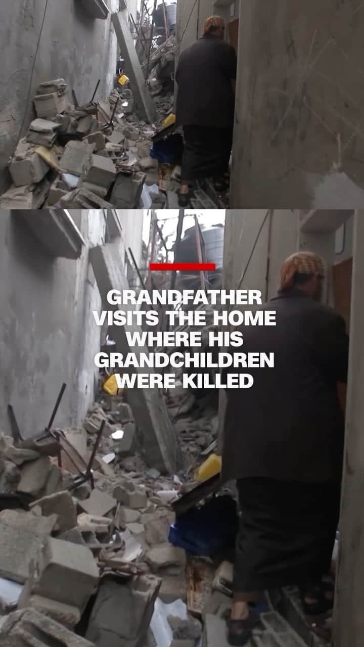 CNNのインスタグラム：「Khaled Nabhan returns to the Gaza home where his grandchildren were killed in an airstrike, CNN’s Jomana Karadsheh reports.」