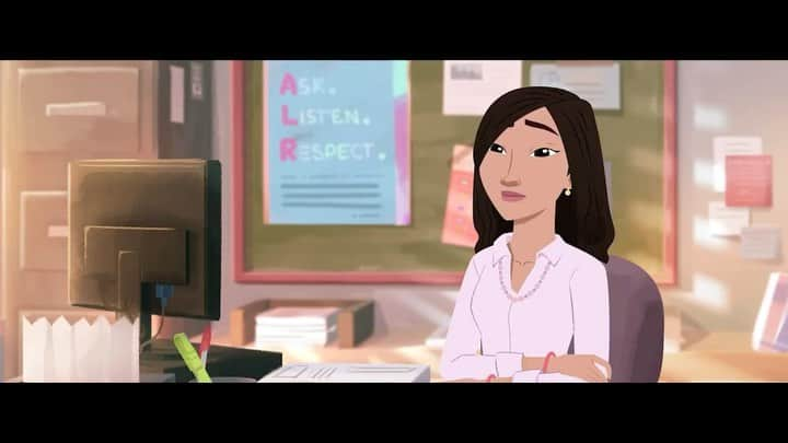 アリー・レイズマンのインスタグラム：「“Are You Listening” is a short animated film produced by Barbara Sinatra Children’s Center Foundation @centersinatra for their Teen Series. The film looks at Consent with young teens and the importance of ask, listen, and respect. Link to full video is in my bio. I encourage you to check out.   When I was a teen, I wish I had more education and awareness around the meaning of consent & understood the importance of asking questions & feeling safe. Empowering teens to ask questions & believing them when they speak up is essential. I hope this helps start & continue these crucial conversations for teens around the world and that we can destigmatize talking about abuse. #BSCCPartner #FightChildAbuse #BSCC」