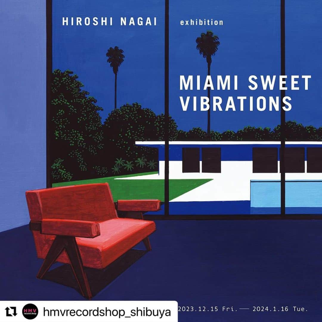 永井博のインスタグラム：「#Repost @hmvrecordshop_shibuya with @use.repost ・・・ ギャラリースペース「Bankrobber LABO」第13弾企画展 HIROSHI NAGAI exhibition『MIAMI SWEET VIBRATIONS』の開催が決定！ 2023/12/15(金)-2024/1/16(火)   大滝詠一『A LONG VACATION』、『NIAGARA SONG BOOK』等のレコード・ジャケットで知られ、そのトロピカルでクリアな風景イラストレーションは、まさに“シティポップ”の象徴であるイラストレーター永井博。 一方、自他ともに認めるヴァイナル・ジャンキー/ソウル・サーファーである永井が、長年愛聴/DJプレイするT.K.RECORDS(マイアミのソウル・レーベル)のコンピレーションLP『For Lovers Only』(OTS-329)、『Party Freaks』(OTS-330)2タイトルを12月27日(水)に、CD1タイトル(UVSL-2103)を12月20日(水)にリリースします。   今回のエキシビションでは、本LP/CDの発売を記念して、ジャケットを彩るイラストレーションによる公式ジークレー作品を始め、オーディオ・ブランド「km5」とのコラボレーションとなるBluetooth CDプレイヤーCP1(H.NAGAI model)ほか、さまざまなグッズを展示・販売します。   また、2024年1月10日(水) 19:00から、対象商品購入者を対象とした「永井博 トーク&DJイベント」(サイン会)を開催予定。   詳細は追ってNEWSページ https://www.hmv.co.jp/news/article/230421155/ ※当アカウントのプロフィールのリンクからもご覧頂けます。   Bankrobber LABO Instagramアカウント ( @bankrobber_labo ) にてお知らせいたします。     -—————————   <開催概要> HIROSHI NAGAI exhibition 『MIAMI SWEET VIBRATIONS』 永井博 監修・選曲 T.K.RECORDSコンピレーションLP/CD発売記念   2023年12月15日(金)～2024年1月16日(火) ※2024年1月1日(月・祝) 休廊 at Bankrobber LABO Shibuya Tokyo 11:00-21:00 @bankrobber_labo 150-0042 東京都渋谷区宇田川町36-2 ノア渋谷 1F/2F HMV record shop 渋谷   -—————————     ●プロフィール 永井博 HIROSHI NAGAI 1947年、徳島市生まれ。グラフィックデザイナーを経て、76年よりイラストレーターとして活躍。レコード/CDジャケットや広告などのイラストを多数手がける。近年はアパレルブランドやステーショナリーメーカーとのコラボレーションも国内外で行っている。  Instagram @hiroshipenguinjoe X (旧Twitter) @hiroshipj    #永井博 #HIROSHINAGAI #NAGAIHIROSHI #シティポップ #CITYPOP #BankrobberLABO #HMVrecordshopSHIBUYA #HMVrecordshop #HMV #kitgallery #キットギャラリー #shibuya #tokyo #japantrip #gallery #art #photograph #music #vinyl #record #大滝詠一 #ALONGVACATION #NIAGARASONGBOOK     @hiroshipenguinjoe @cbsmgrfc @kitgallery @BankrobberLABO @hmvrecordshop_shibuya」