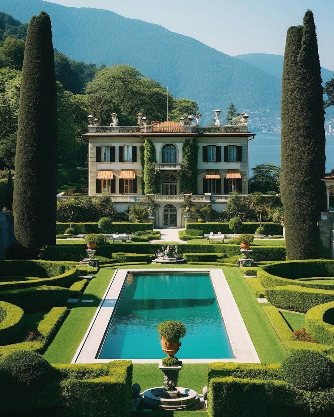 The Luxury Lifestyle Magazineのインスタグラム：「Cloaked in rich tones, a classical masterpiece adorns the serene shores of Lake Como. 🌊   Photos by: @aiforarchitects  #lakecomo #italy #mansion」