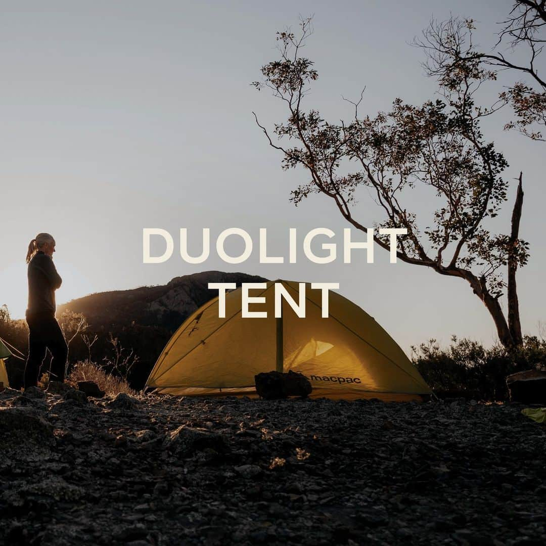 マックパックのインスタグラム：「We have the tents; all you need is the camping spot. The Macpac Duolight is a classic, two-person hiking tent for three-season use. Minimal weight, optimal space and excellent protection - it's your new summer home. The Multi-Pitch™ system means the tent can be pitched with just the inner on warmer evenings, and in not-so-primo conditions, the inner and the outer can be pitched together so the inner doesn't get wet.   Tonight, we have a tent takeover happening in the stories; ask us anything you want to know about our tent range.」