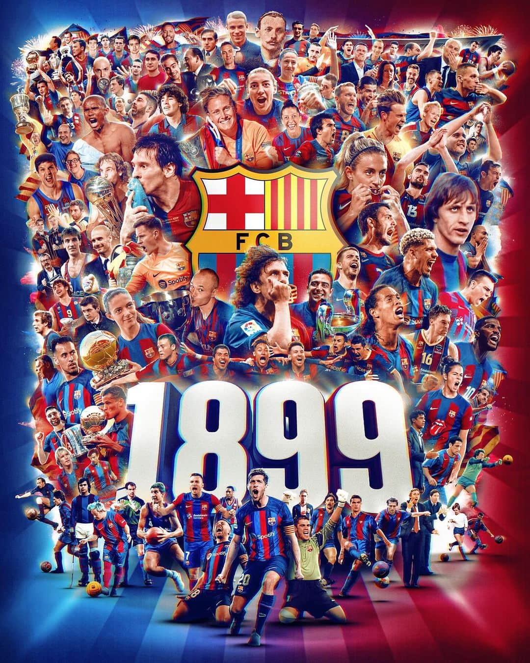 FCバルセロナのインスタグラム：「HAPPY BIRTHDAY, BARÇA!​ We love you 💙❤️  Per molts anys plens d'afanys,​ per molts anys plens d'història.​ FELIÇ 124è ANIVERSARI, BARÇA!​ 🎂  ¡FELIZ 124º ANIVERSARIO, BARÇA!​ Te queremos 🫶」