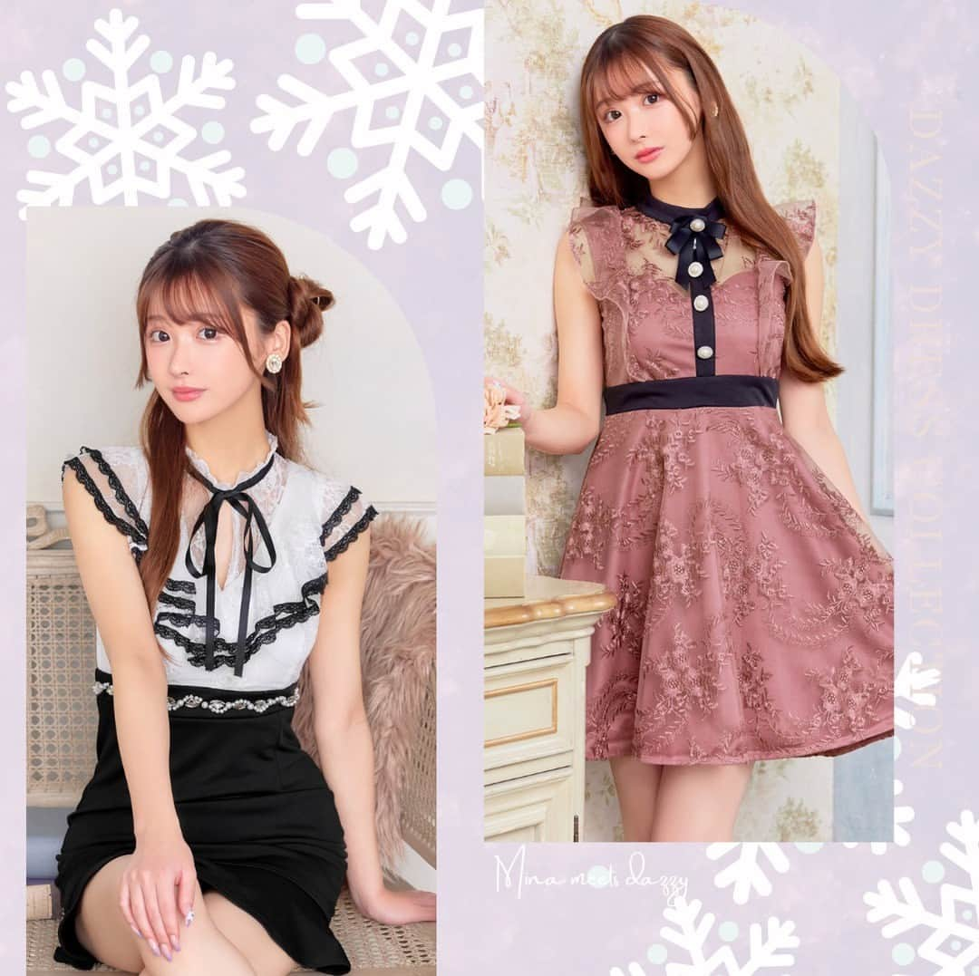 DazzyStoreのインスタグラム：「\ 11月29日(水)発売 新作ドレス👗 /⁠  ⁡ファブリック新宿在籍⁠ 月間1億5000万売上の大学生キャバ嬢⁠✨⁠ #みな さん @minann22  DAZZY初登場⁠🎀⁠ ⁠ 🏷⁠ボウタイリボンパイピングレースフリル袖マーメイドミニドレス⁠ Price：¥6,578 (tax in)⁠ Size：S / M / L⁠ Color：BLACK / BLUE GRAY⁠ 商品No.🔍 : am86294⁠ ￣￣￣￣￣￣￣￣￣￣￣￣￣⁠ 🏷️フロントラインフラワーチュールレースAラインミニドレス⁠ Price：¥7,678 (tax in)⁠ Size：S / M / L⁠ Color：ROSE / WHITE⁠ 商品No.🔍 : am86293⁠ ￣￣￣￣￣￣￣￣￣￣￣￣￣⁠ ⁡⁠ プロフィールTOPから⁠ DAZZY STOREをcheck☑︎⁠ ▽ ▽ ▽⁠ @dazzy_official 🛒⁠ ⁡⁠ ⁡⁠ ／⁠ アンバサダー募集中 @dazzy.me⁠ #dazzyme をつけて DAZZYのドレスを投稿🤍⁠ ＼　　　⁠ ⁡⁠ ＿＿＿＿＿＿＿＿＿＿＿＿＿＿＿＿＿＿＿＿⁠ #dazzy #dazzystore #デイジーストア⁠ #ドレス買うならdazzy #アンバサダー募集⁠ #dress #キャバ嬢ドレス #ラウンジ嬢 #キャバ嬢⁠ #ドレス #大人女子コーデ #新作ドレス #高見えコーデ⁠ #プチプラファッション #キャバドレス通販 #華奢⁠ #ドレス通販 #ドレスショップ #きれいめファッション⁠ #チュールドレス #Aラインドレス #ミニドレス⁠ ⁠」