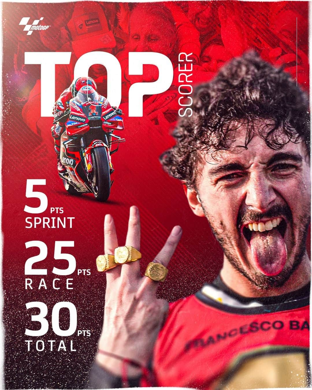 MotoGPさんのインスタグラム写真 - (MotoGPInstagram)「The winner takes it all! 👑 Race win, 2nd #MotoGP title and final top scorer of the year badge for @pecco63 at the #ValenciaGP ✅  #MotoGP #BACK2BACKgnaia 🏆🏆 #FB1 #PeccoBagnaia」11月29日 18時00分 - motogp