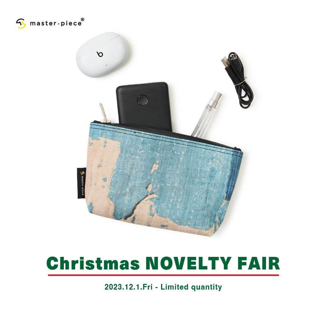 マスターピースのインスタグラム：「【Christmas Novelty】 Original Pouch  12月1日(金)より、master-piece直営店にてノベルティフェアを開催致します。 それに伴いまして、税別20,000円以上ご購入いただいたお客様には、先着順でmaster-pieceオリジナルのポーチをプレゼント致します。  是非この機会にお近くのmaster-piece直営店をご利用くださいませ。  ※ ・ノベルティ予定数量に達し次第、予告なくフェアを終了する場合がございます。 ・お一人様お一つまでとさせていただきます。 ・公式オンラインストア、アウトレット店舗はフェアの対象外となるため予めご了承ください。  Free gift that Original Pouch of master-piece with any purchase over 20,000JPY. *Limited stock available and limit one per customer. *Just only physical stores in Japan.  #masterpiecejapan #Christmas #novelty #ノベルティ #present #プレゼント  #madeinjapan #マスターピース」