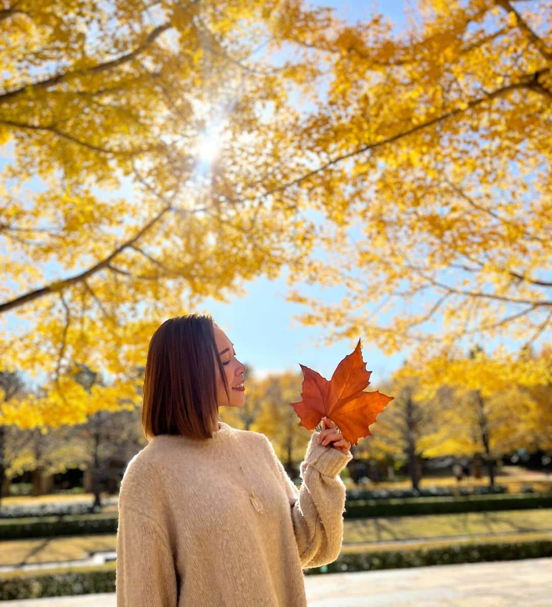 長谷川朋美さんのインスタグラム写真 - (長谷川朋美Instagram)「今が見頃の昭和記念公園の紅葉🍁 今日はサロンメンバーたちと公園周りのゴミ拾いと紅葉狩りに行ってきました✨  Photo by @hinata_sunnyday   ※その様子は別途詳しくレポ！  昭和記念公園はプリンとマロンと 何度も訪れた思い出の場所で 懐かしい気持ちに🥹  公園を散策しながら みんなで木々に触れたり マインドフルネスな時間と感覚を たくさん味わいました❤️  ・ オンラインサロン発 エシカルユニットエシカルビューティーズ企画で  公園の後も立川駅前のソラノホテルの サステナブルな取り組みについて スタディツアーをしたり、  エシカルランチ会も開催したりと盛りだくさん✨  主催の @yukiiito @jillmiyukame @natural._.harmony   ありがとう♡  ・ 今夜20時からはエシカルビューティーズの メンバー数名とLIVEもするので是非ご覧下さい😘  #紅葉 #立川 #昭和記念公園 #いちょう #もみじ」11月29日 18時17分 - hasegawa.elena.tomomi