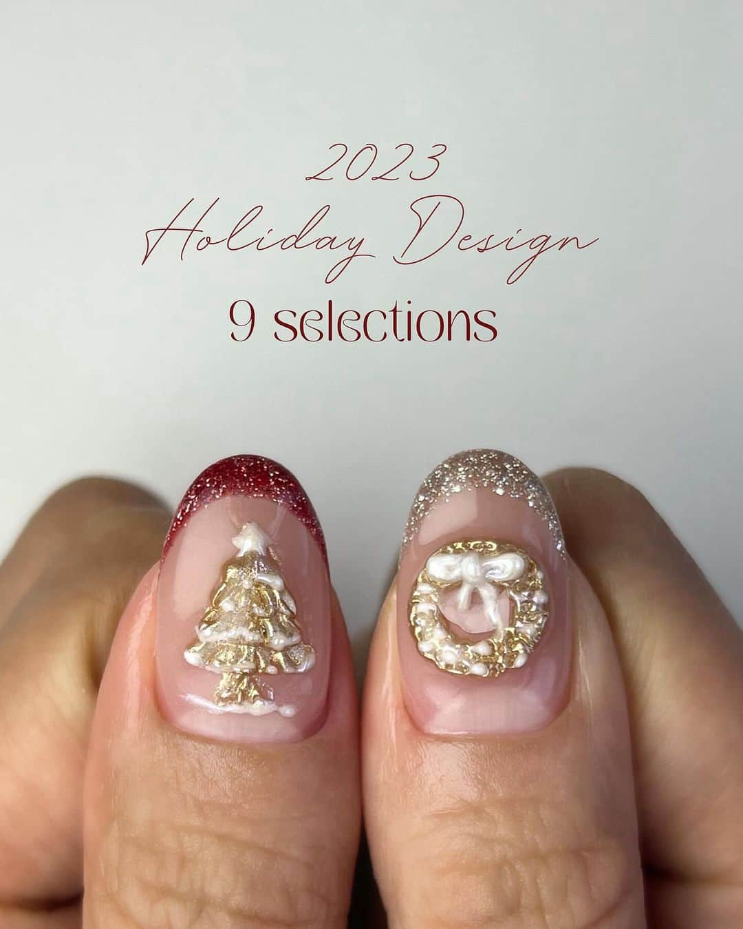 mananailsのインスタグラム：「今年もChristmas Designは大人気🎄❤️ デザイン迷ってる方は参考にしてくださいね😉  10枚目は @moonlit_airi デザイン💅🏼💕  ㅤ #クリスマス #クリスマスネイル #クリスマスネイルデザイン  #christmasnails #holidaynails #flashnails  #mananails #moonlitbymananails #nail #nailart  #ネイル #ネイルアート #手描きネイル  #表参道ネイルサロン #青山ネイルサロン」