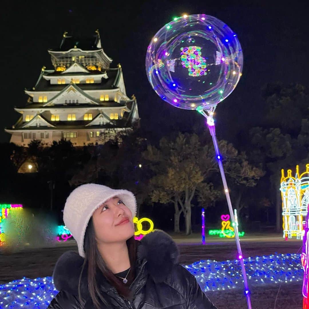 亀田姫月のインスタグラム：「大阪城イルミナージュ✨」