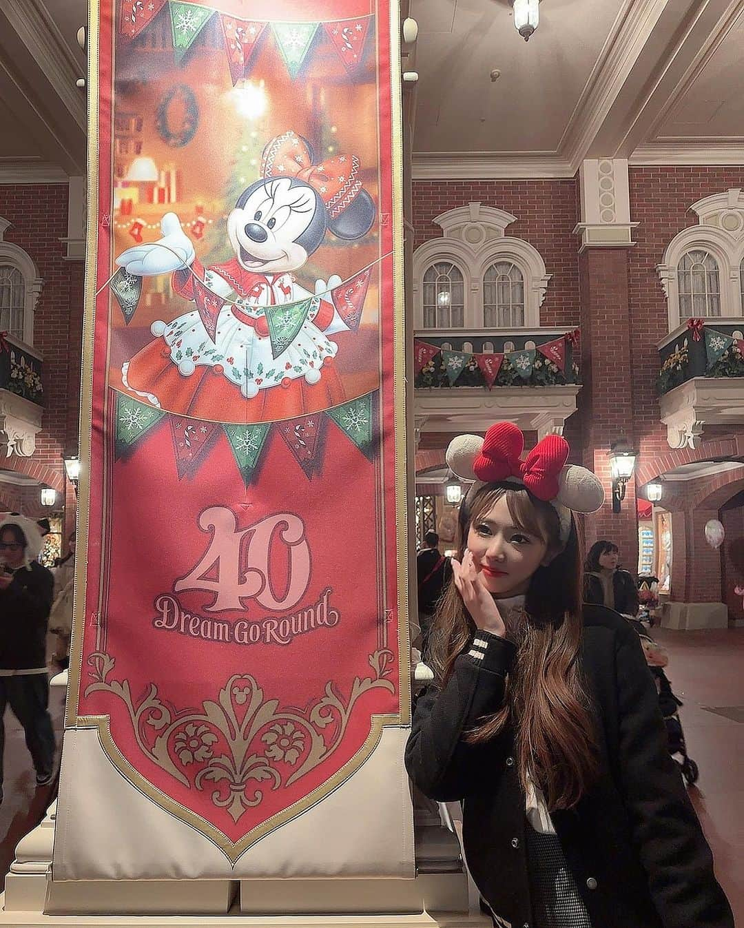 Reiのインスタグラム：「40周年クリスマスディズニー🏰❤️💚 チュロスは3本食べた🫡  . . .  #disneyland」