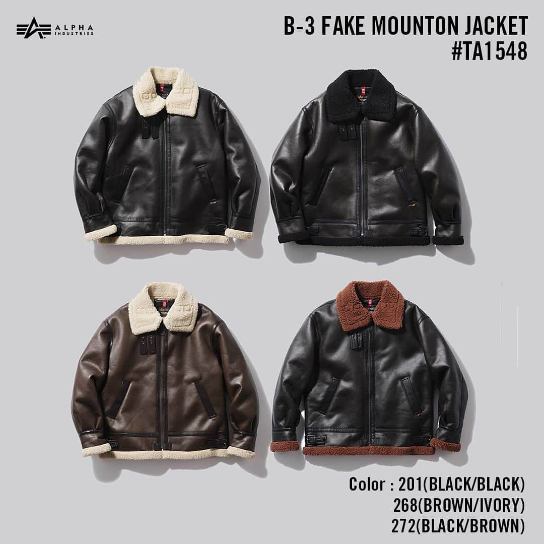 ALPHA INDUSTRIES JAPANさんのインスタグラム写真 - (ALPHA INDUSTRIES JAPANInstagram)「B-3 FAKE MOUNTON JACKET #TA1548 ¥24,750(in tax) Color : 201(BLACK/BLACK) , 268(BROWN/IVORY) , 272(BLACK/BROWN) , 275(BLACK/IVORY)  Size : S , M , L , XL  #alpha_industries_japan  #alpha_industries  #ALPHAINDUSTRIES #ALPHA #ALPHASHOP #B3 #ムートンジャケット    #streetsnap #ファッションスナップ #military #fashion #outfitpost #ALPHA渋谷店 #アルファインダストリーズ #ミリタリー  #ミリタリーコーデ #ストリートファッション  #アメカジ  #ミリタリーアウター #アウター  #ミリタリージャケット  #冬アウター  #アメカジコーデ #ムートン  #カーゴパンツコーデ」11月29日 19時24分 - alpha_industries_japan