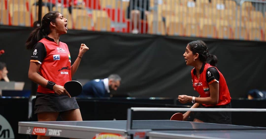 ITTF Worldのインスタグラム：「VICTORY SCREEECH from India's Jennifer Varghese & Divyanshi Bhowmick after taking down China's Yan Yutong & Ding Yijie 🙌  #ITTFWorldYouths continues LIVE 👉 youtube.com/WTTGlobal」