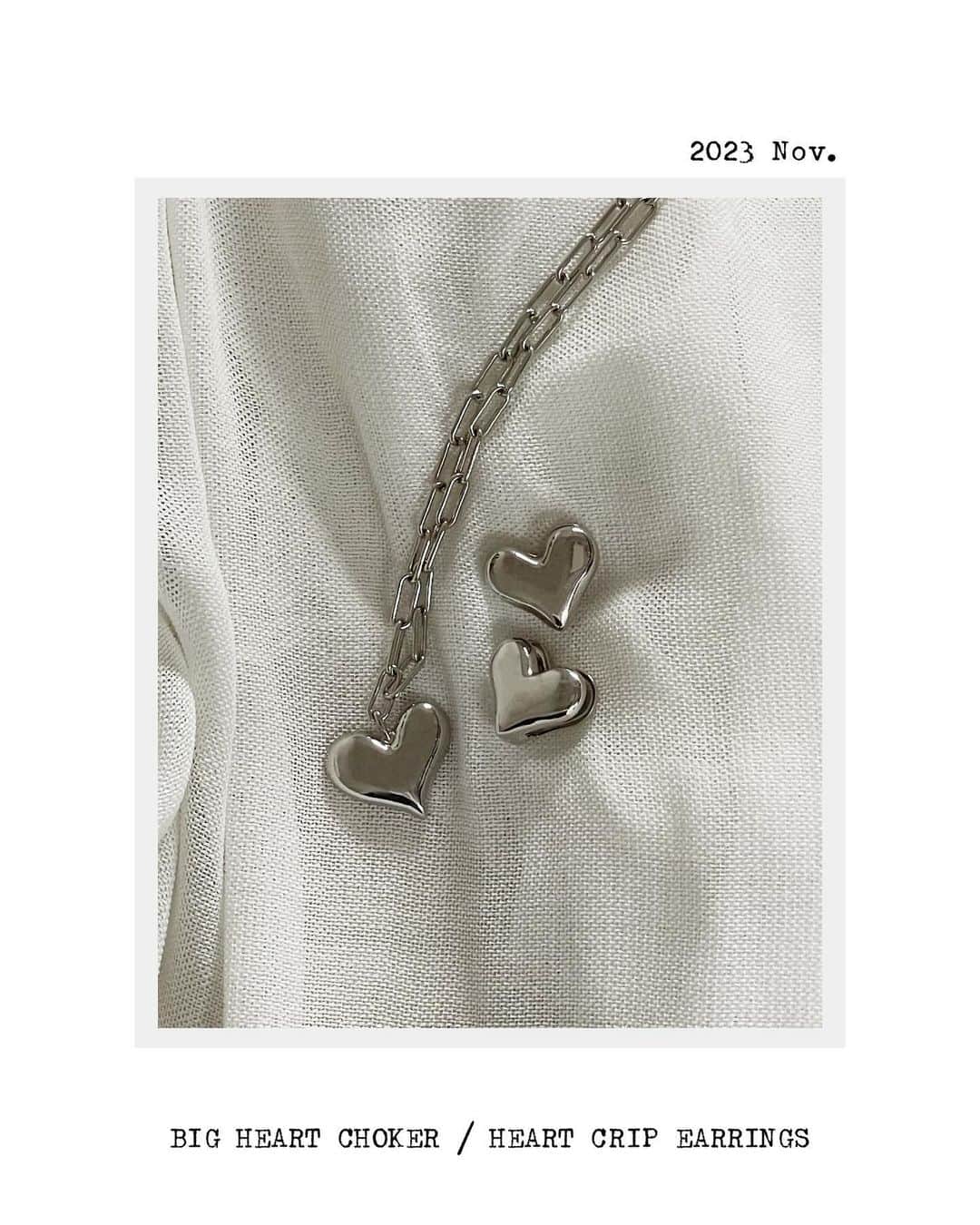 マウジーのインスタグラム：「Wishlist✔︎  BIG HEART CHOKER(010GAT50-6880) HEART CLIP EARRINGS(010GAT50-6860) DROOP EARRING(010GA250-6910) 全国のMOUSSY店舗／SHEL’TTER WEBSTORE／ZOZOTOWNにて発売中。  #MOUSSY」