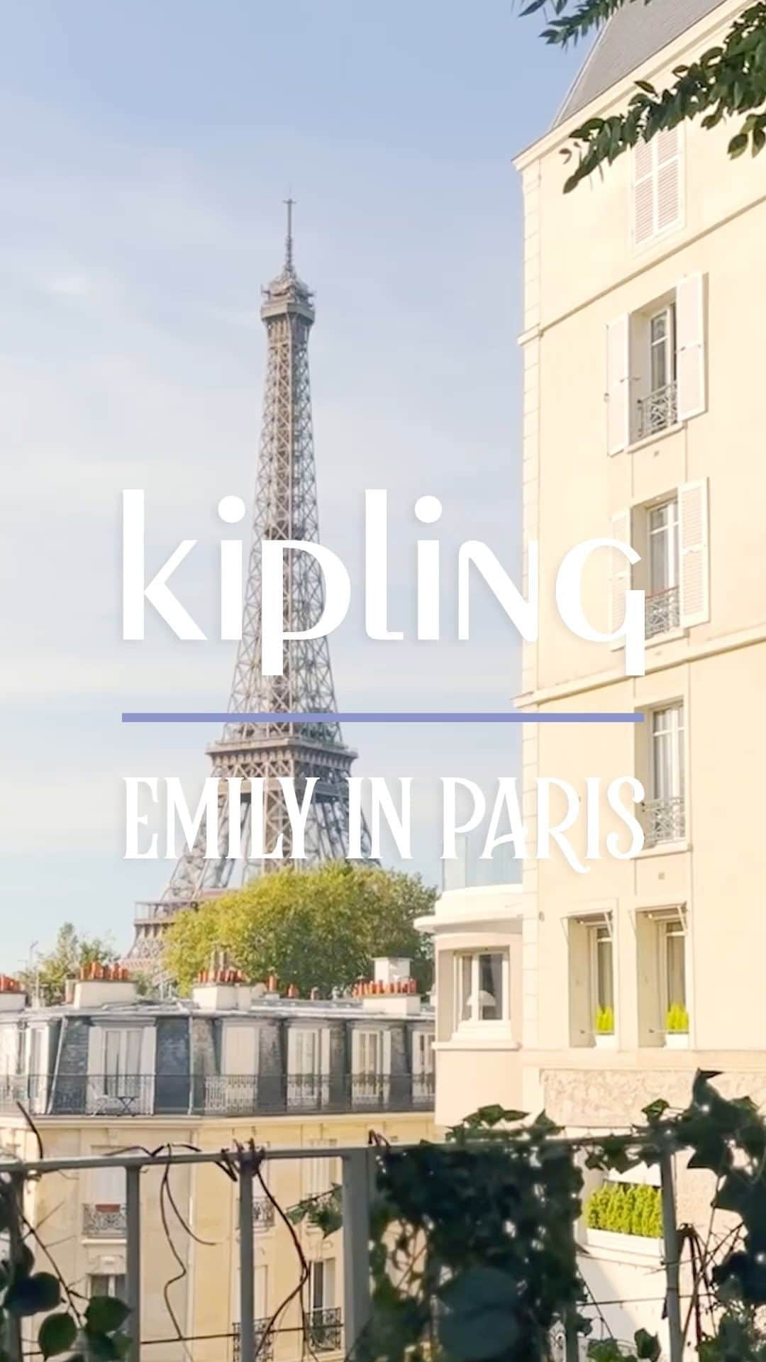 キプリングのインスタグラム：「Kipling with a touch of ooh la la 💜 Say ‘bonjour’ to your Parisian rendez-vous with #KiplingxEmilyInParis, c’est magnifique! ✨ #OhLaLa #EmilyInParis  #NeverWithoutMyKipling #LiveLight @emilyinparis」