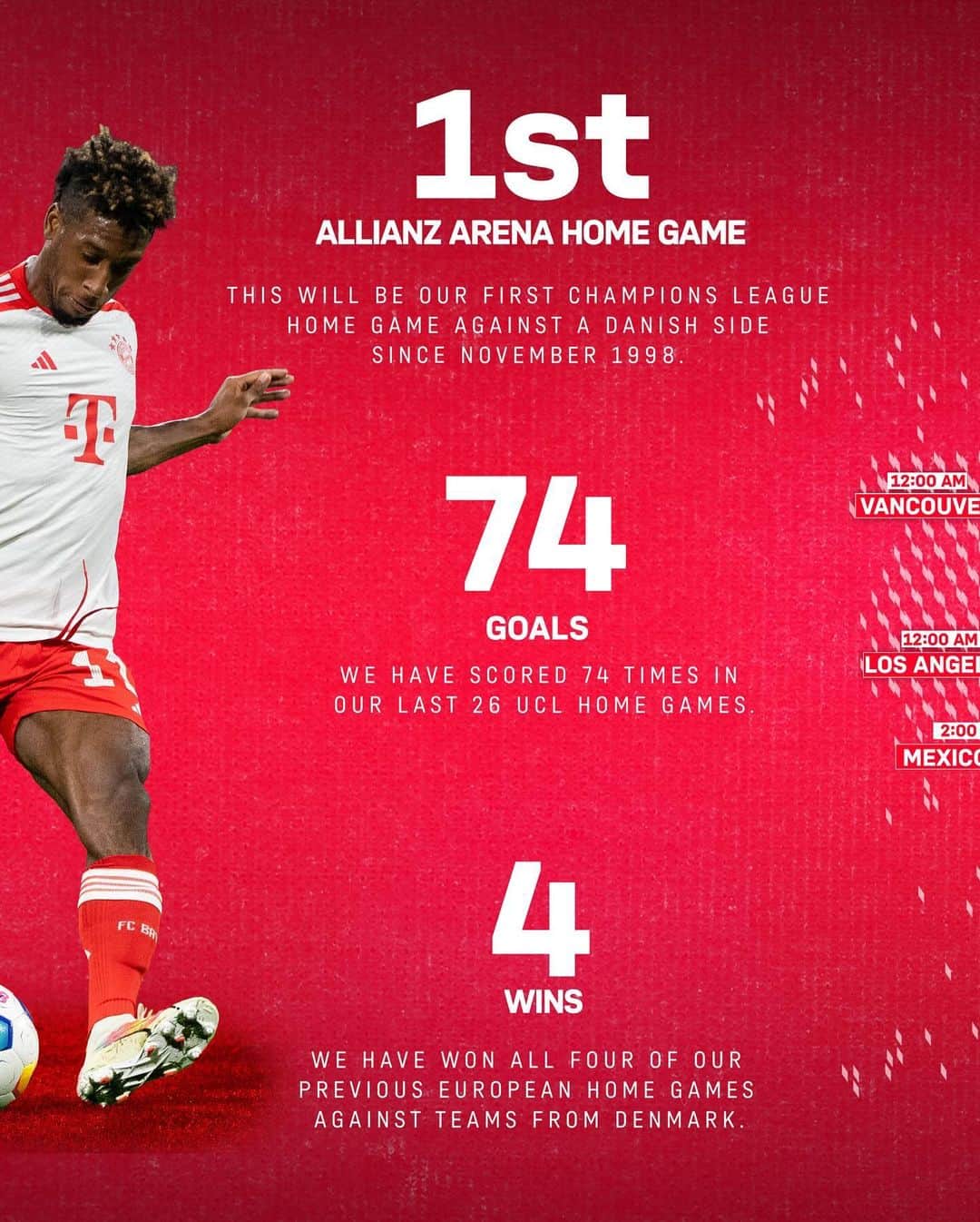 バイエルン・ミュンヘンさんのインスタグラム写真 - (バイエルン・ミュンヘンInstagram)「⏳ Counting down the hours until #FCBFCK ✨  Here are the key match facts for today‘s home game against @fc_kobenhavn 📊  #FCBayern #MiaSanMia #UCL」11月29日 20時05分 - fcbayern