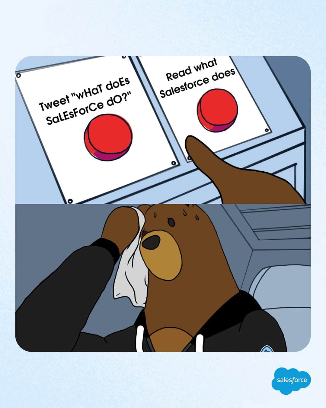 Salesforce のインスタグラム：「Let’s make the choice easy for you. 🫡 Link in bio to read what Salesforce *actually* does.」