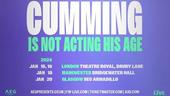 アラン・カミングさんのインスタグラム写真 - (アラン・カミングInstagram)「London! Manchester! Glasgow! I am cumming and I am not acting my age!  Jan 15/16/18/20 Tix at link in my bio!」11月30日 0時22分 - alancummingreally