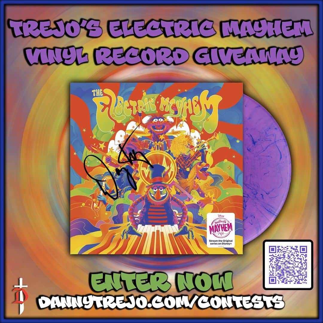 ダニー・トレホのインスタグラム：「It’s time to Rock! My Electric Mayhem Vinyl Record Giveaway starts now! 5 Lucky Winners will receive an Electric Mayhem Vinyl Record signed by me! There are many ways to gain entries. Good luck!  Enter here: *Link in Bio*  *Giveaway Winners will be selected January 3rd 2024  #dannytrejo #machete #giveaway #holidays #electricmayhem  This is in no way sponsored, administered, or associated with Meta Inc. By entering, entrants confirm they are 18+ years of age, release Instagram of responsibility, and agree to Instagram’s term of use.」