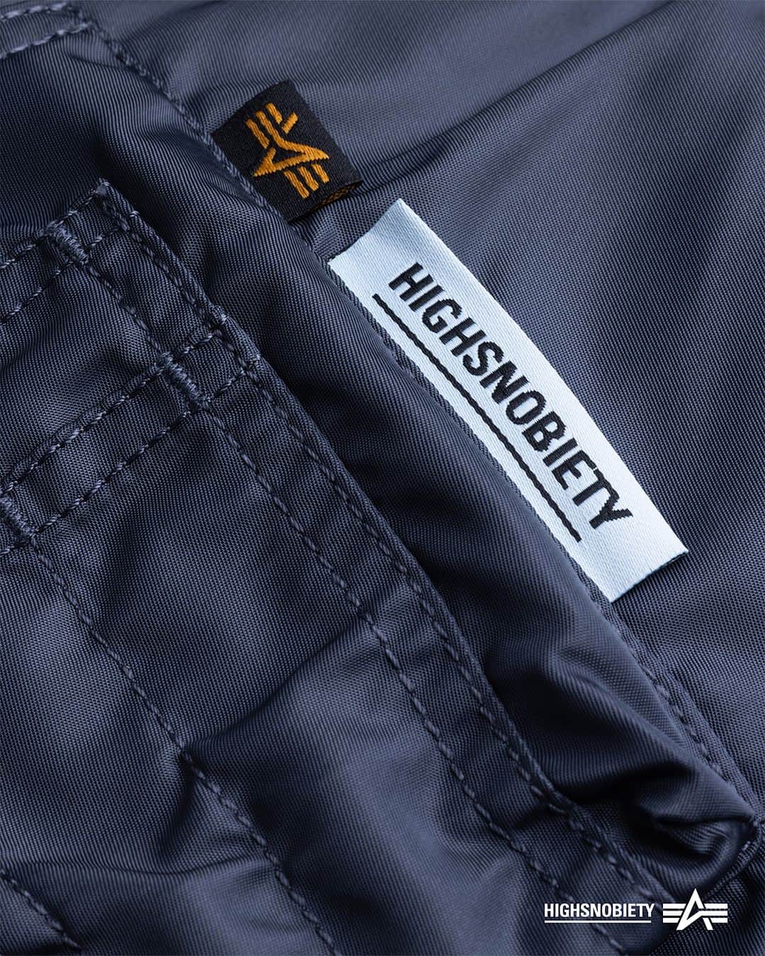 のインスタグラム：「The latest Alpha x Highsnobiety collab is available now, featuring the MA-1 in Navy and Brown, and the N-3B in Black and Olive Drab.  Hit the link in bio to shop now.  #alphaindustries @highsnobiety」