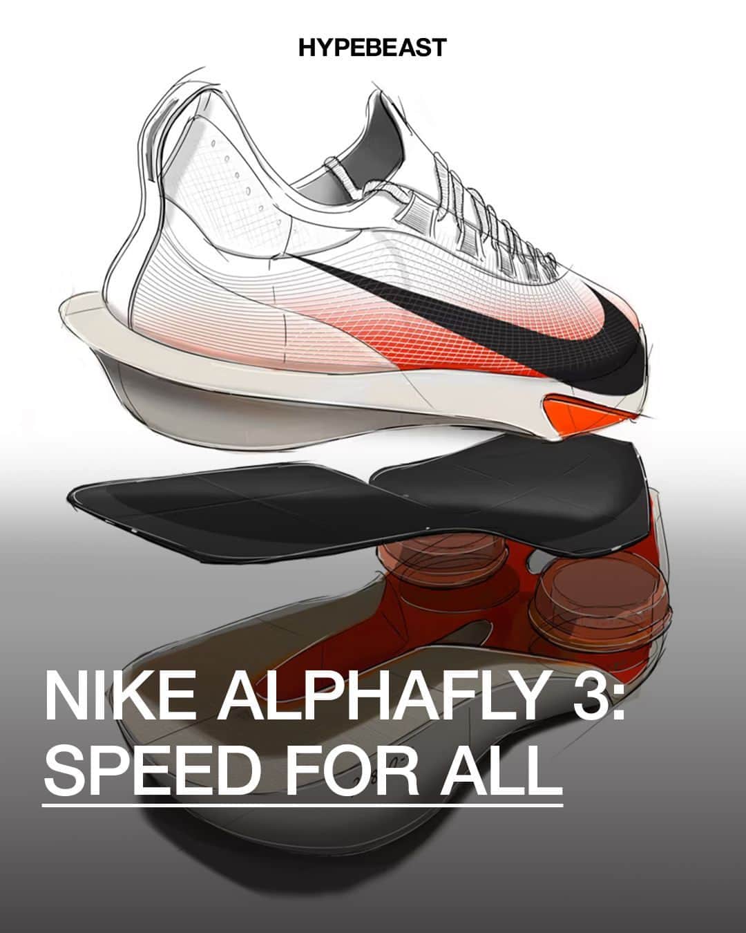 のインスタグラム：「@nike's Alphafly 3 might be the fastest shoe in the world — after all, Kelvin Kiptum set the current marathon world record in a pair at the 2023 Chicago Marathon — but it's centered around a promise of speed and stability for all. Hypebeast spoke to Nike Running's senior product director Brett Schoolmeester about how Nike kicked off the "super shoe" revolution, the Alphafly 3's advanced tech, inclusive mission and much more. Hit the link in our bio for the full conversation.⁠ Photo: Nike」