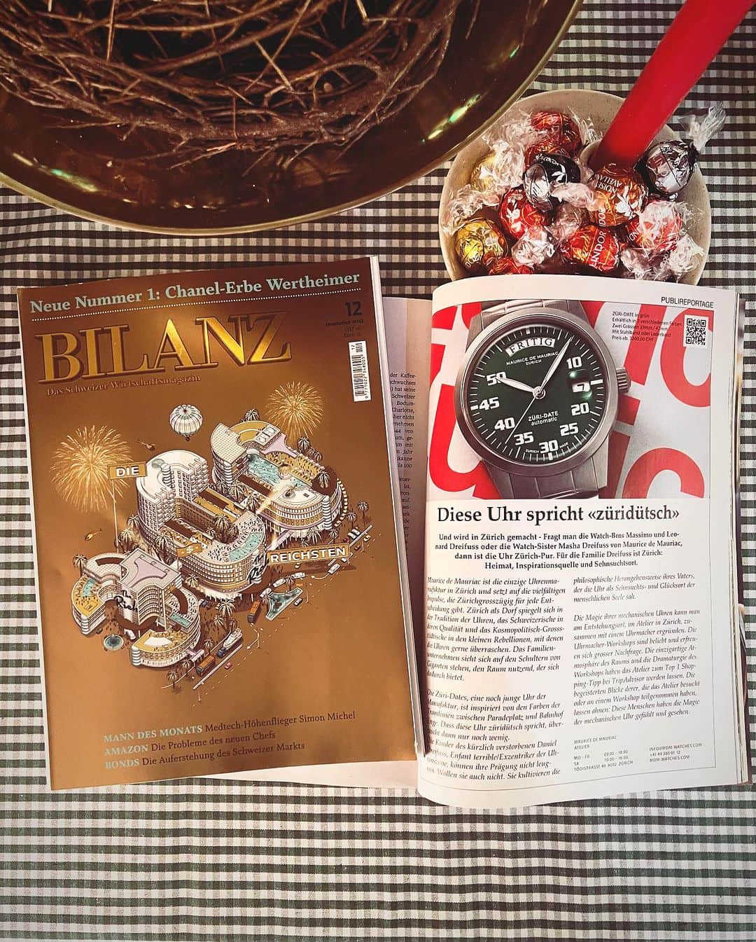 Maurice De Mauriac Zurichのインスタグラム：「Find us among the #top #300 #richest #swiss peole in the newest magazine of @bilanzch . Ehm and of course we don‘t belong to them, but maybe one day…💸 But we are still very proud to be in there. Enjoy your MITTWUCH evening everyone - and go and get them magazines & watches. #MauriceDeMauriac #MDM #bilanz #top300 #publireportage」