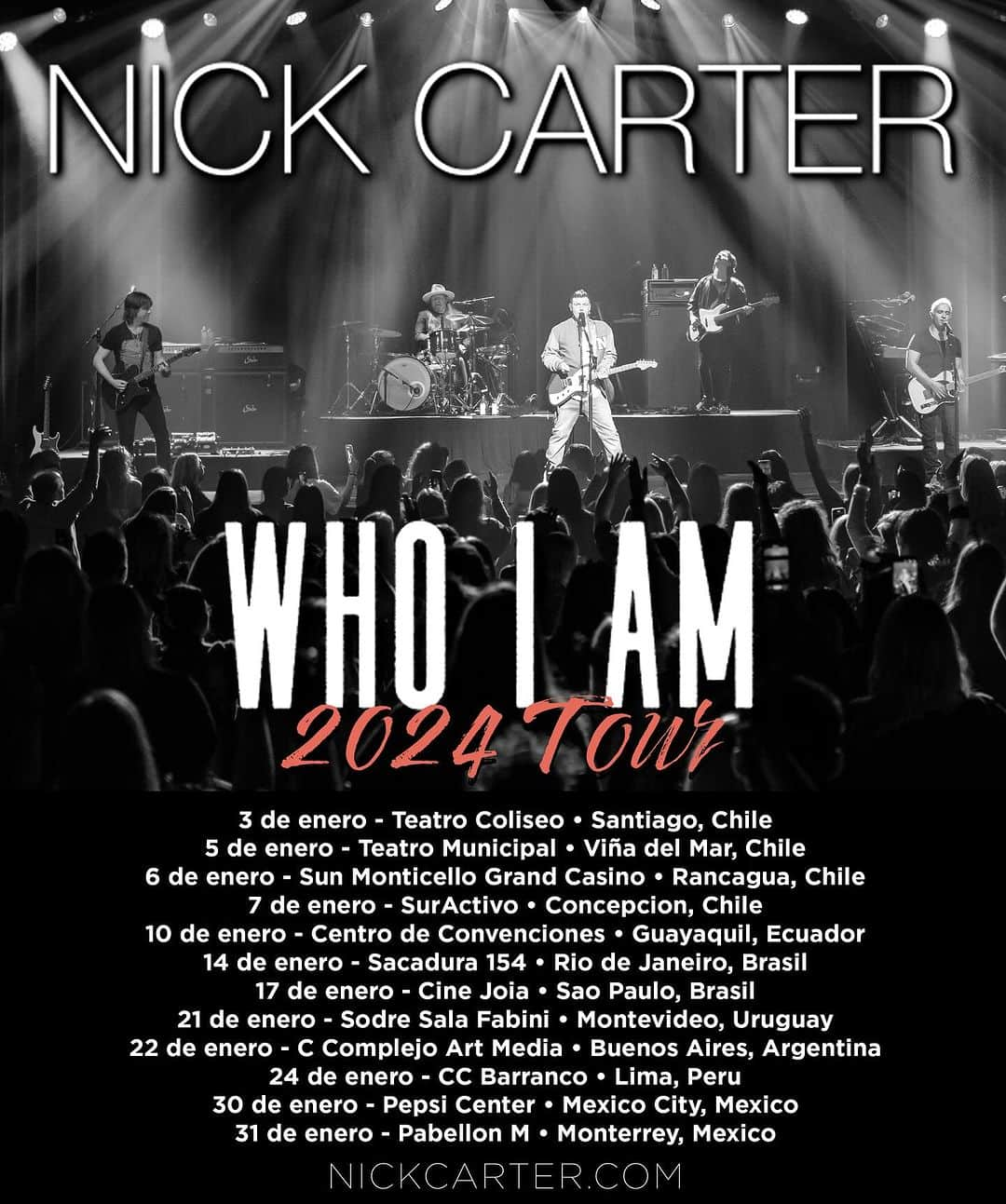 ニック・カーターのインスタグラム：「¡Hola! Olá! Is this thing on 🎙️ I’m so so so so excited to announce my full Latin American #WhoIAmTour! Tickets for Brazil and Mexico go on sale this Friday, December 1. Fan club pre-sale info will be posted in the fan club.   All confirmed information will be posted on nickcarter.com shortly.   See you soon 😎」