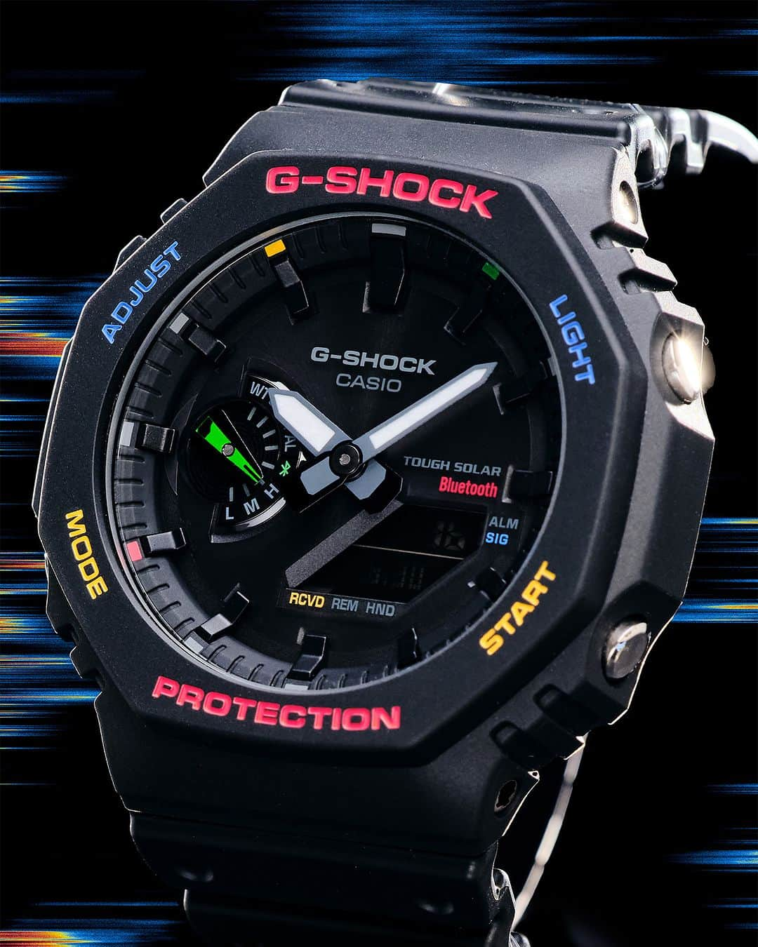 G-SHOCKさんのインスタグラム写真 - (G-SHOCKInstagram)「MULTICOLOR ACCENTS  ワントーンカラーに遊び心をプラス。腕元をポップに彩るマルチカラーモデル。日常に役立つスマートフォンリンクとタフソーラーも搭載し、普段着感覚で身につけられるカジュアルスタイルのNEWモデル。  One-tone colors with a playful touch. Equipped with a smartphone link and Tough Solar for everyday use, this new casual model can be worn like everyday clothes.  GA-B2100FC-1AJF GA-B2100FC-3AJF GA-B2100FC-7AJF  Photo by @hypebeastjp   #g_shock #multicoloraccents #2100 #ワントーンコーデ #腕時計」11月30日 17時00分 - gshock_jp