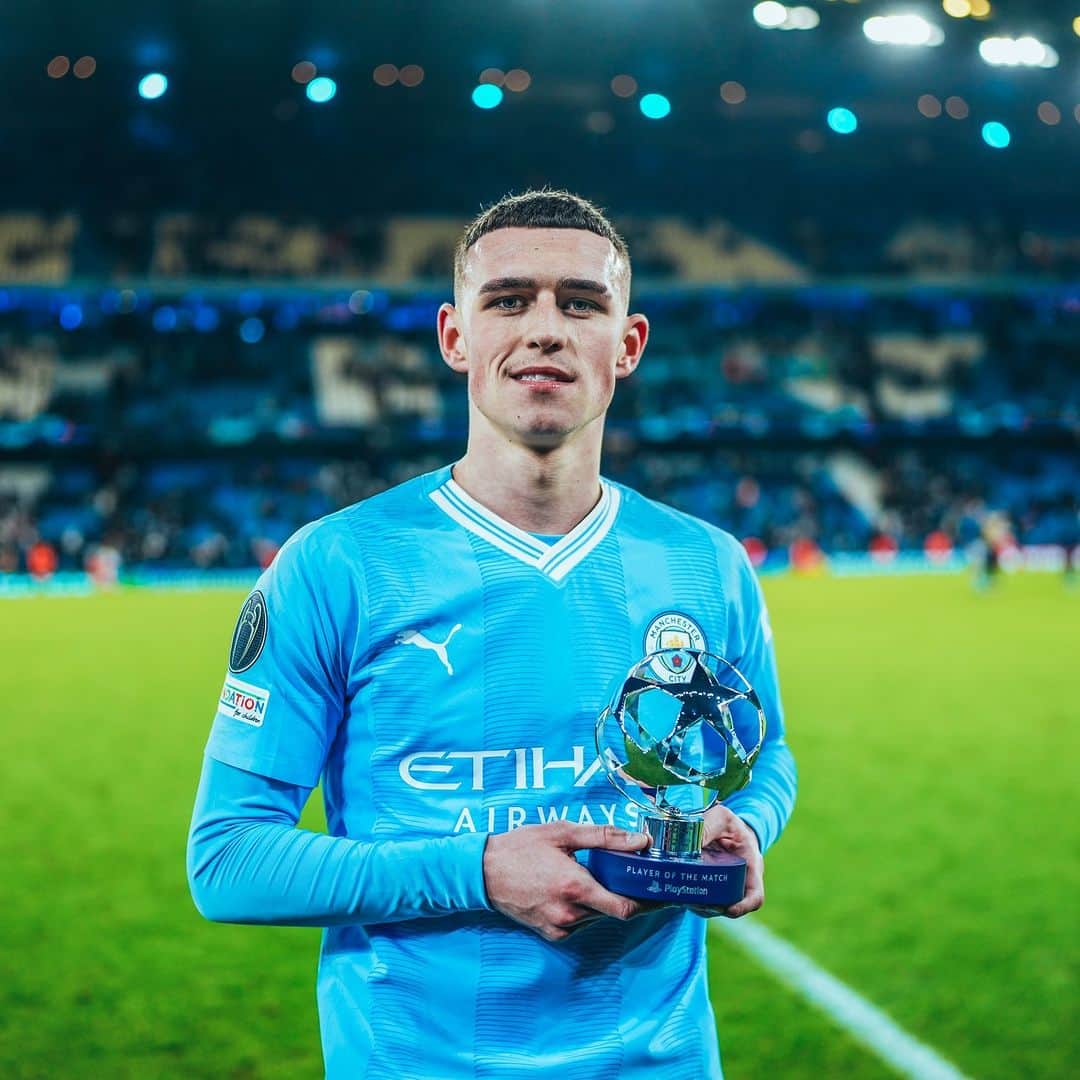 マンチェスター・シティFCのインスタグラム：「@philfoden has been nominated for the UCL Player of the Week award! 🙌  Vote now 🔗 in our bio」