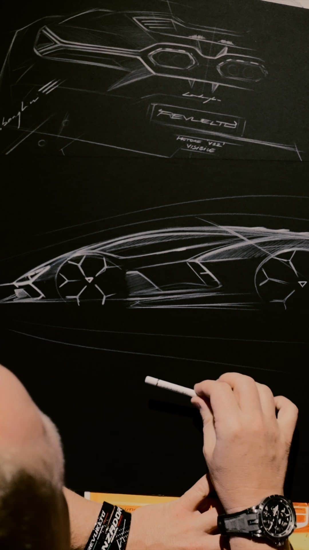 ランボルギーニのインスタグラム：「“There’s a perfect relation between the unmistakable design lines and the challenging curves and lines of the racetrack. It inspired us.” – Mitja Borkert, Design Director.    #Lamborghini #Revuelto #FromNowOn  __  The vehicle is not yet offered for sale and is therefore not subject to Directive 1999/94/EC. The fuel consumption and emissions data is in the type approval stage」