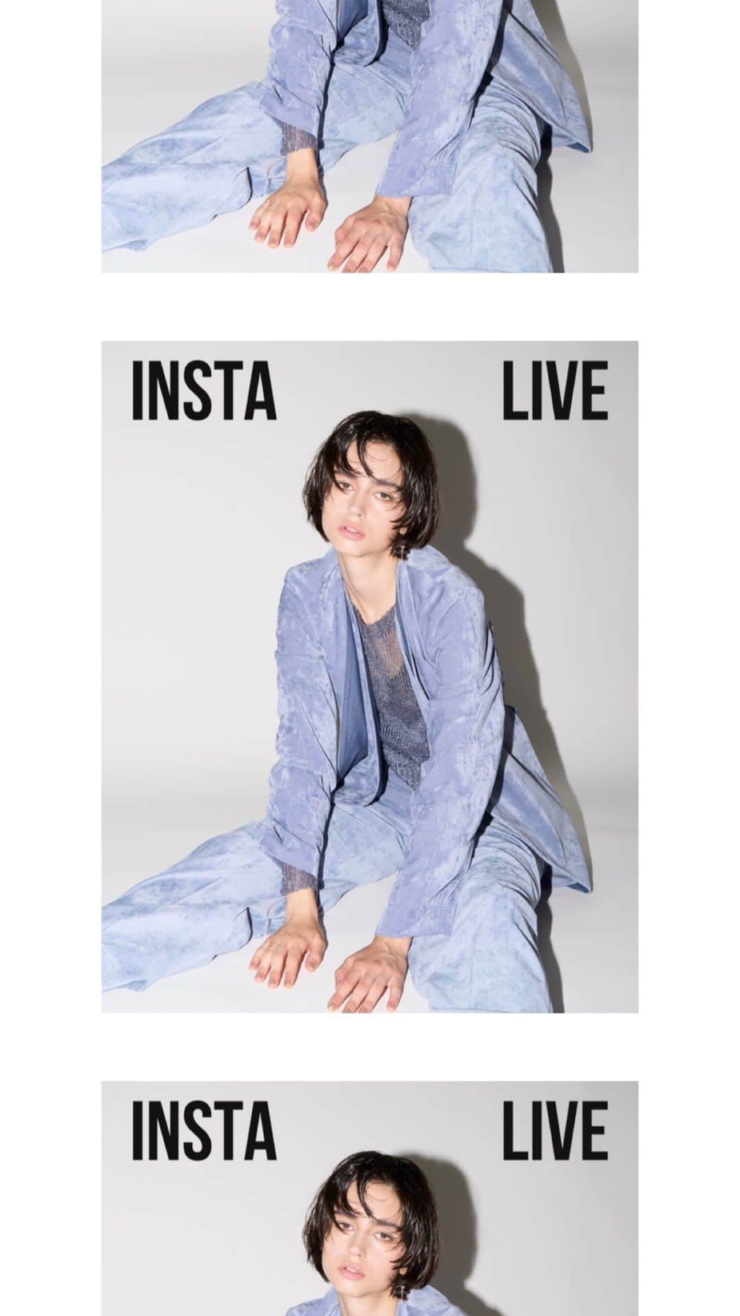 styling/のインスタグラム：「11.30 Hirotaka&ホリデーコレクションライブ  ▼ご紹介アイテム ・Hirotaka × styling/リミテッドコレクション 5アイテム ・スーツジャケット【ベスト付き】 ・センタープリーツスーツパンツ ・ラメニットプルオーバー ・スリットネックジョーゼット　ワンピース  宇佐美154cm 白幡158cm 林165cm  #styling #styling_ #hirotaka #hirotakajewelry」