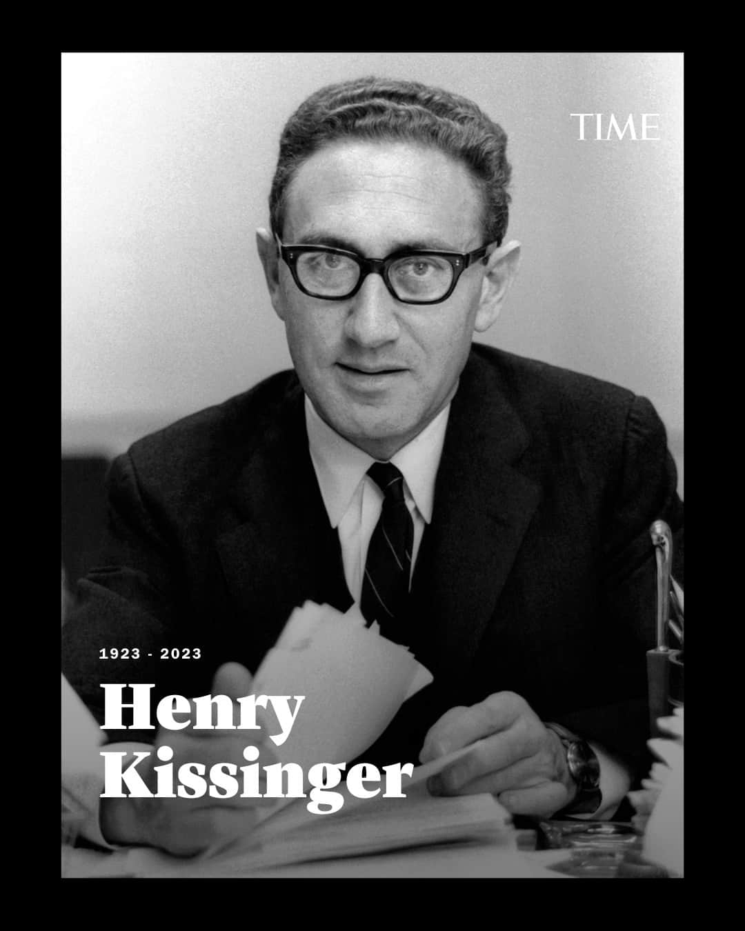 TIME Magazineのインスタグラム：「Henry Kissinger, the influential and polarizing former U.S. Secretary of State known for his approach to foreign policy during the Nixon and Ford administrations, has died. He was 100.  His impact extended beyond his tenure as national security adviser from 1969 to 1975 and overlapping/concurrent service as Secretary of State from 1973 to 1977, for decades spanning from the Vietnam War to the aftermath of 9/11.   He leaves behind a mixed legacy: Once the most admired man in America according to a 1973 Gallup poll—the same year that he was controversially named the joint recipient of a Nobel Peace Prize for the Paris Peace Accords, along with North Vietnamese counterpart Le Duc Tho—he has also been fiercely criticized as a war criminal.  As Secretary of State, he was known for pioneering a policy of détente with the Soviet Union and promoting an open door policy toward China. He's also credited with eventually (some would argue belatedly) extricating America from the Vietnam War.   But his critics have argued that his policies contributed to millions of deaths by permitting heavy bombing in Cambodia and Laos, blocking the ascension of a democratically elected leader in Chile, genocides in East Timor and Bangladesh and civil war in southern Africa.  Read more at the link in bio.  Photo by Keystone/FranceGamma/Rapho/Getty Images」