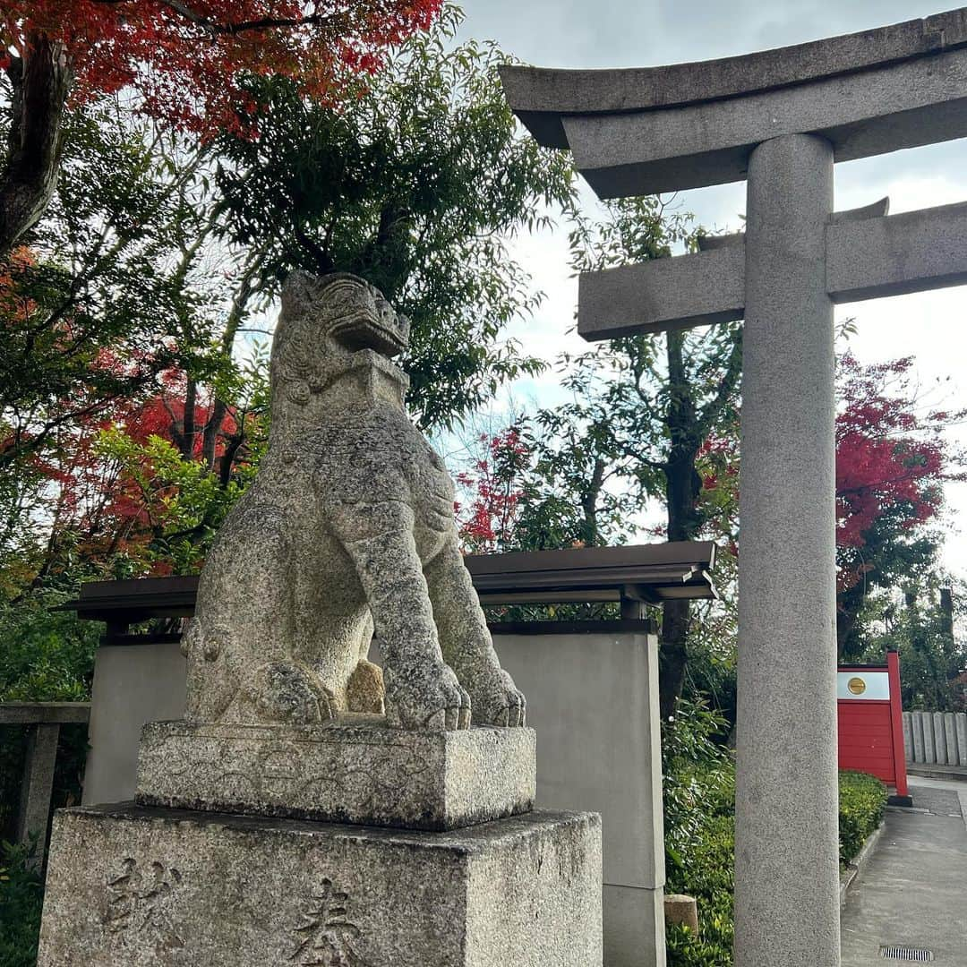 AKIさんのインスタグラム写真 - (AKIInstagram)「. . 『車折神社』 . 境内は凄く開放的で明るい雰囲気。 願いを込めたお守りも買いました！ . 芸能の神社と言うことで 色んな芸能人の名前がずらり！！ 私も今年同様に来年も活動出来ますように！ . 路面電車に乗り換えるのも良かったなぁ♪ . . . #神社#神社巡り#京都#in京都 #御朱印#御朱印巡り#御朱印ガール #車折神社#芸能神社 #千鶴#乳神様#人妻」11月30日 11時42分 - aki_dosu