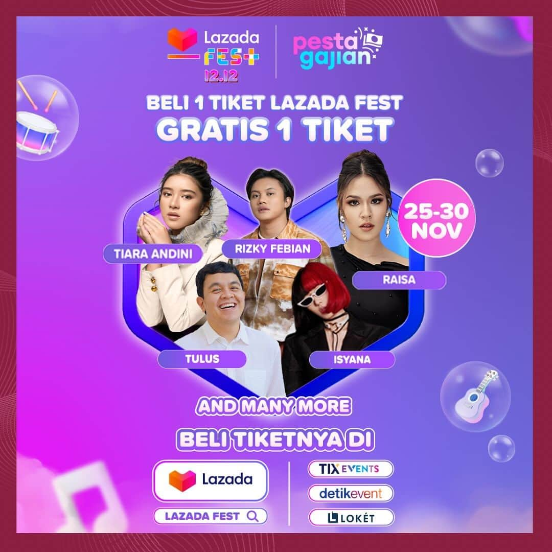 Beauty | Health | Fashionさんのインスタグラム写真 - (Beauty | Health | FashionInstagram)「Kabar gembira: Tiket Konser Musik Lazada Fest 12.12 #SerunyaHabisHabisan lagi Beli 1 Gratis 1 spesial Pesta Gajian dari tanggal 25 - 30 Nov! Jadi kalian bisa banget nonton, Red Velvet,  SHINee’s KEY, Tulus, Raisa, dan artis kesayangan kamu lainnya barengan bestie, tetangga, mak, babe, kakak, adek.   Buat kamu yang udah beli tiketnya pada tanggal 11 - 22 Nov, tenaaang, kalian juga akan mendapatkan tiket GRATIS sesuai dengan jumlah tiket yang sudah kamu beli. Atau boleh juga refund 50% dari harga tiket. Untuk informasi lebih lanjut, kami udah mengirim email dan whatsapp ke kamu. Coba cek yah! ✨😍  Jangan sampai ketinggalan, beli tiket #LazadaFest1212 di aplikasi Lazada, TIX Events, Loket dan Detik Event sekarang juga!」11月30日 15時05分 - beautynesia.id