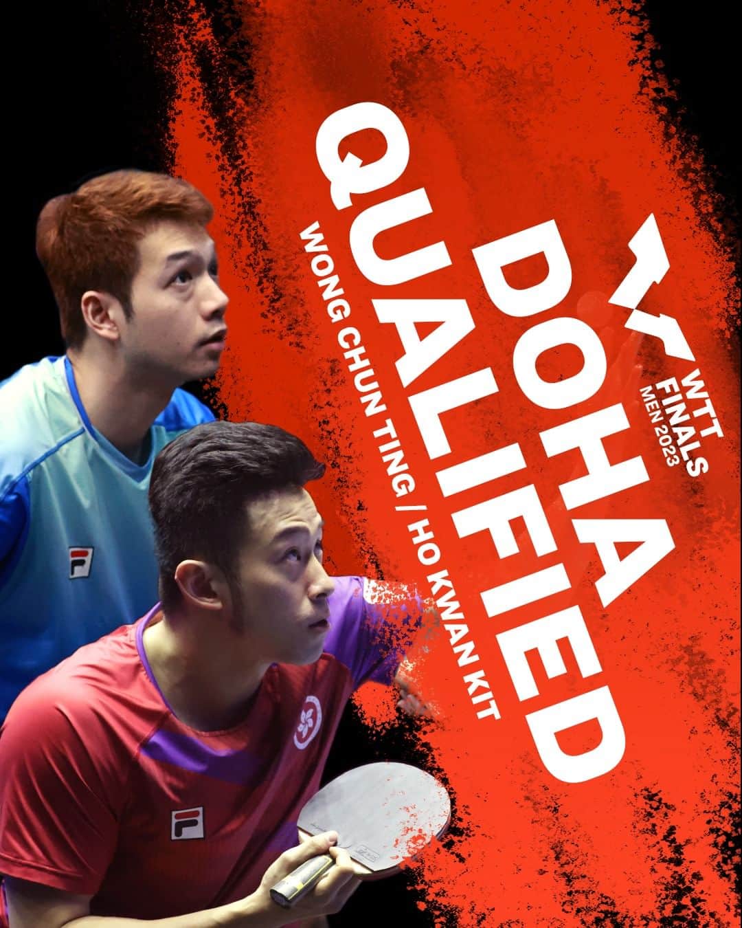 ITTF Worldのインスタグラム：「Stepping up to the #WTTDoha plate are Wong Chun Ting and Ho Kwan Kit! 🚀  Filling the void left by the withdrawal of Chuang Chih-Yuan/Lin Yun-Ju, this is the chance for the Hong Kong, China pair to shine 🌟  Catch them in action from 3 - 5 Jan 2024 at the #WTTFinals Doha Men 2023 🗓   #TableTennis #PingPong」