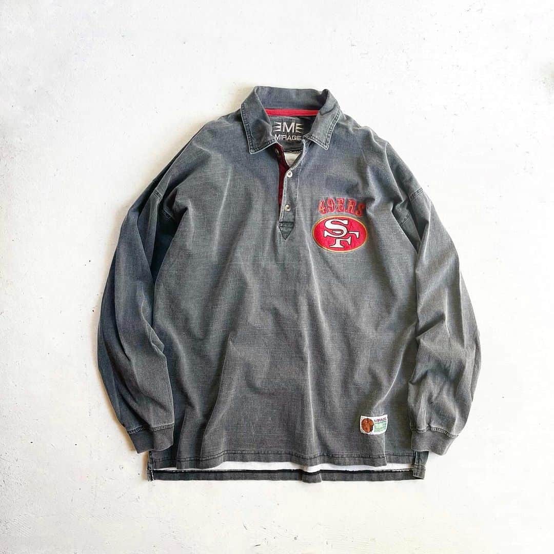 DROP...vintage select shopのインスタグラム：「1990s MIRAGE NFL San Francisco 49ers Black L/S Polo shirts 【XL】」