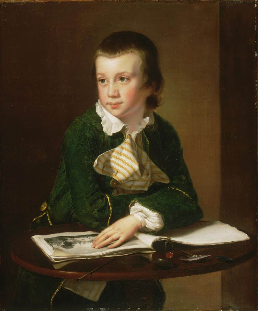 フィラデルフィア美術館のインスタグラム：「When the meeting could've been an email..  🔎 Pay a visit to our clever friend in European Art, Gallery 380.   "Portrait of William Rastall," 1763, Joseph Wright, also called Joseph Wright of Derby  #philamuseum #oilpainting #Europeanart」