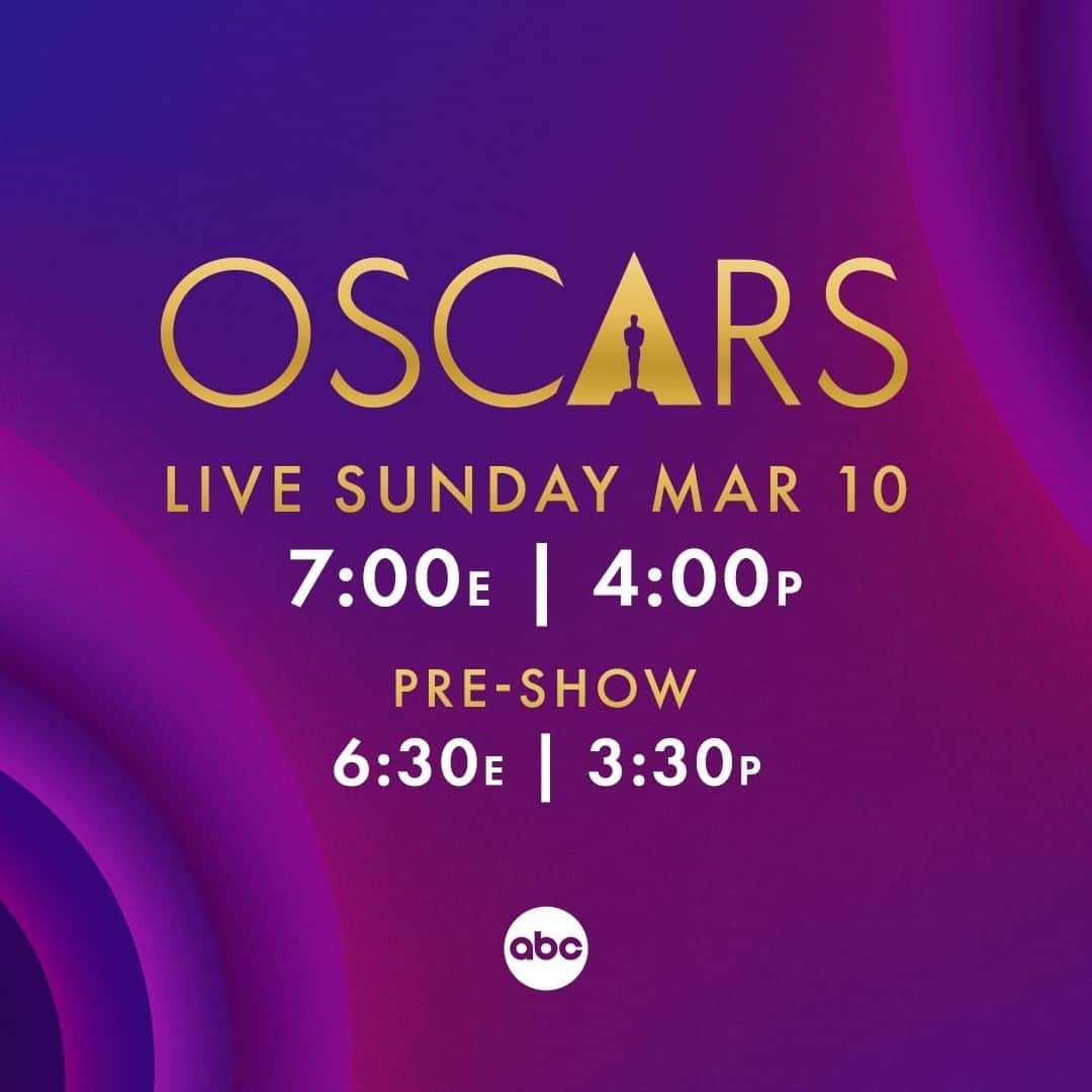アカデミー賞のインスタグラム：「Join us at a new time for next year’s Oscars:  • 96th Oscars at 7e/4p • Pre-show at 6:30e/ 3:30p  Tune into ABC to watch the Oscars LIVE on Sunday, March 10th at 7e/4p! #Oscars」