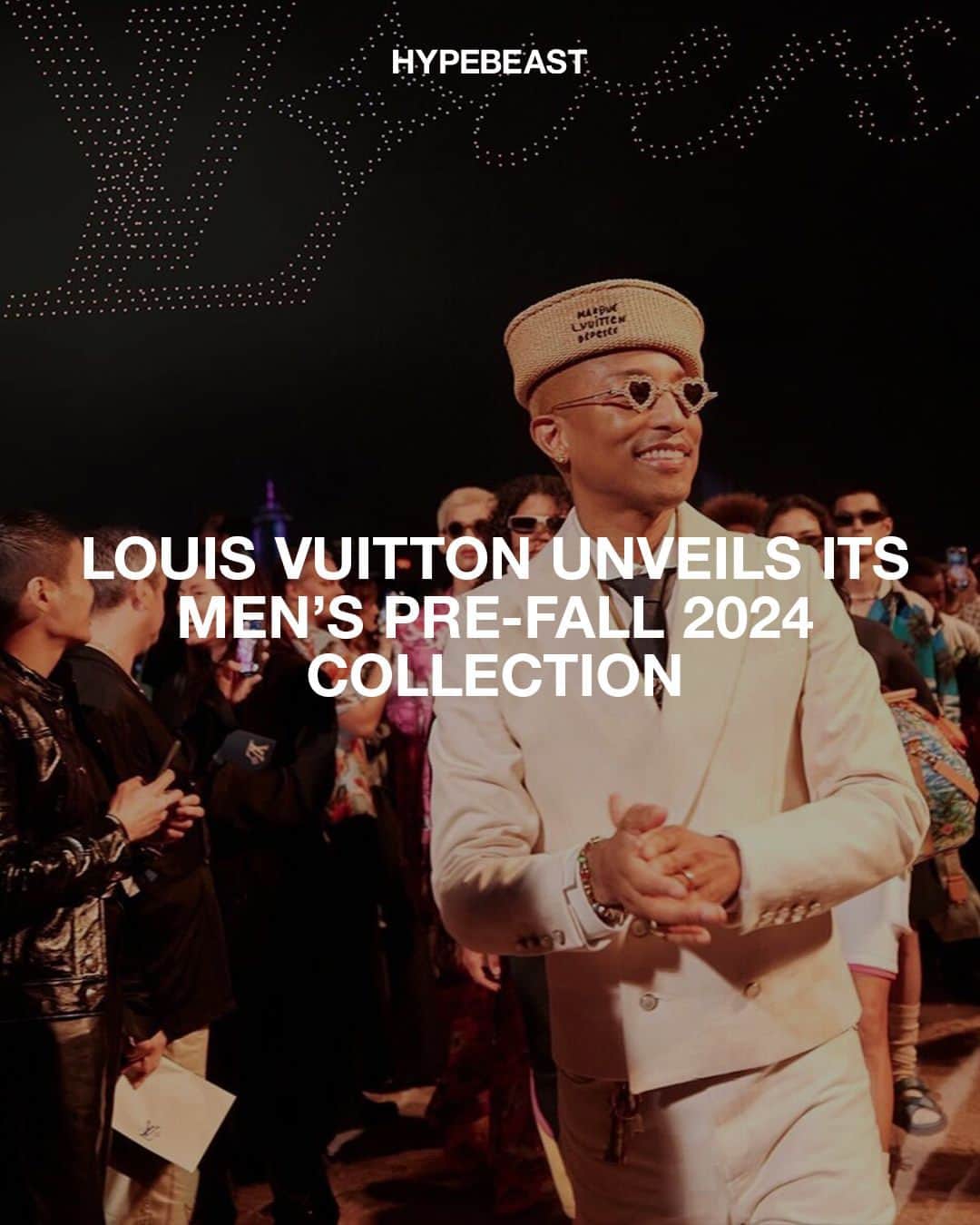 HYPEBEASTのインスタグラム：「@pharrell took to Hong Kong for @louisvuitton’s Men’s pre-Fall 2024 show. Located on the Tsim Sha Tsui waterfront, the house’s first show in Hong Kong brought in guests from around the world.⁠ ⁠ “The archetypes that we chose were like a sailor one and an another archetype was one on holiday. There’s a lot of floral inspiration, a deep dive into exotic colorways, interesting pairings of colors,” Williams told Hypebeast.⁠ ⁠ As evident in this show and the last, Williams is no stranger to using vibrant colors to accent traditional patterns like the Damier, as seen on cloud like sandals and Keepall bags. Almost an ode to the colorful cityscape and sunny beaches of Hong Kong, the collection itself is resonant and astounding.⁠ Photo: Louis Vuitton」