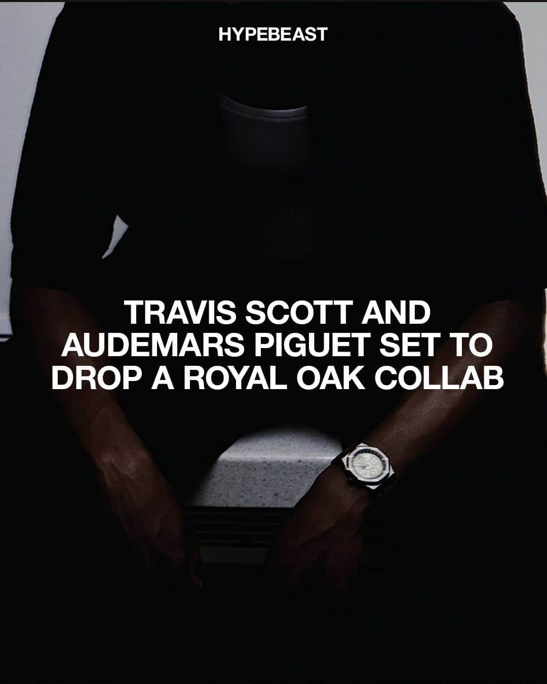 のインスタグラム：「A @travisscott x @audemarspiguet Royal Oak collaboration is on the way.⁠ ⁠ The Swiss luxury watch brand is joining forces with La Flame to launch a limited-edition iteration of its signature timepiece, which will feature a ceramic design. As with all things Cactus Jack, the upcoming watch will sport a moon phase adorned with a luminous rendition of the distinctive brand logo. ⁠ ⁠ Accompanying this will be a capsule of apparel and accessories featuring co-branded details from @cactusjackrecords and AP.⁠ ⁠ The Travis Scott x Audemars Piguet Royal Oak will be unveiled tonight followed by the apparel collection's drop on December 1 via Travis Scott's website.⁠ Photo: Audemars Piguet」